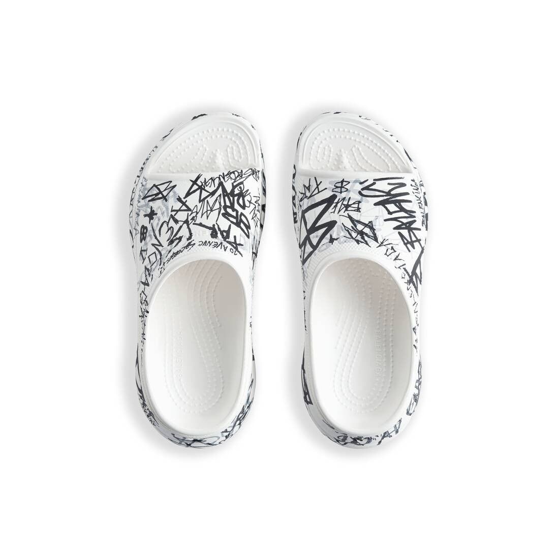 o1tr1nto1125 Pool Crocs™ Graffiti Slide Sandals in White