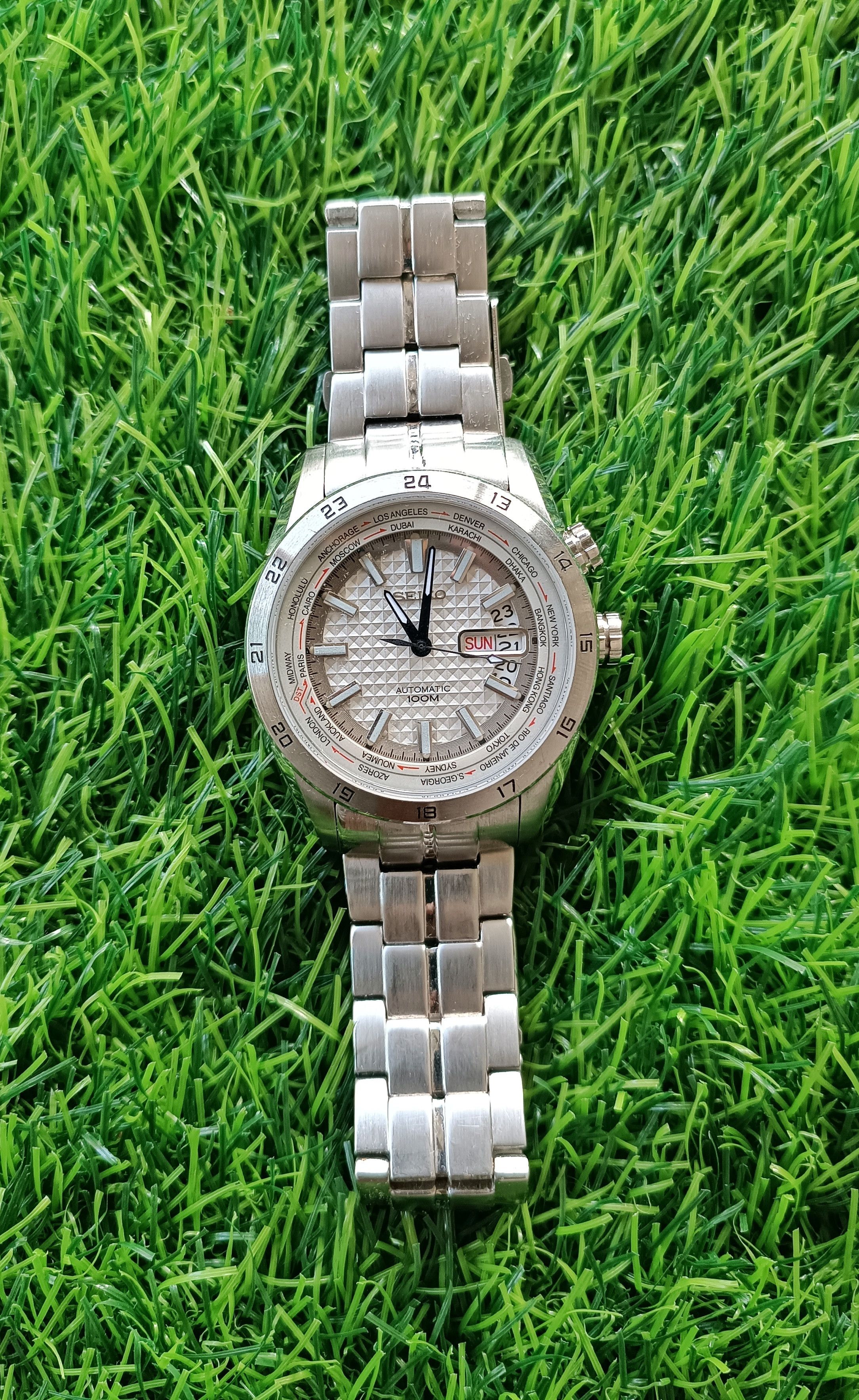 Japanese Brand × Seiko × TIME HOMME SEIKO 5 AUTOMATIC WORLD TIME STEEL JAPAN WATCH Size ONE SIZE - 3 Thumbnail