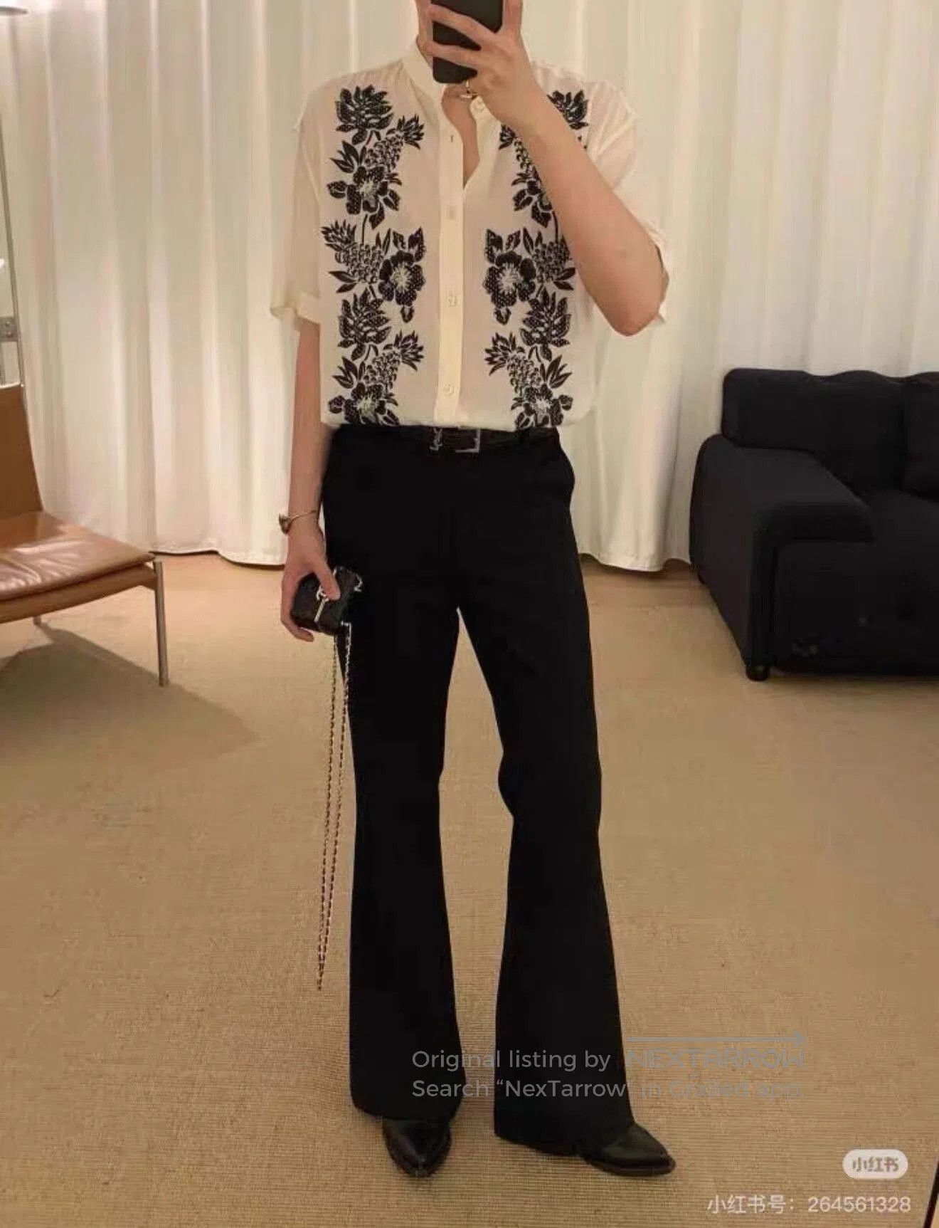 Saint Laurent Paris Saint Laurent Henry Collar Floral Shirt. Size US M / EU 48-50 / 2 - 6 Thumbnail