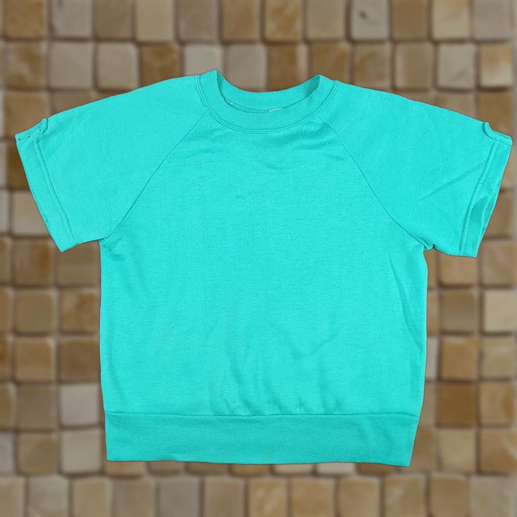 Altea VINTAGE 80s Short Sleeve Raglan Teal Fleece Size M Crewneck Sweatshirt Pullover Womens Athletic Casual Cresland Size M / US 6-8 / IT 42-44 - 1 Thumbnail