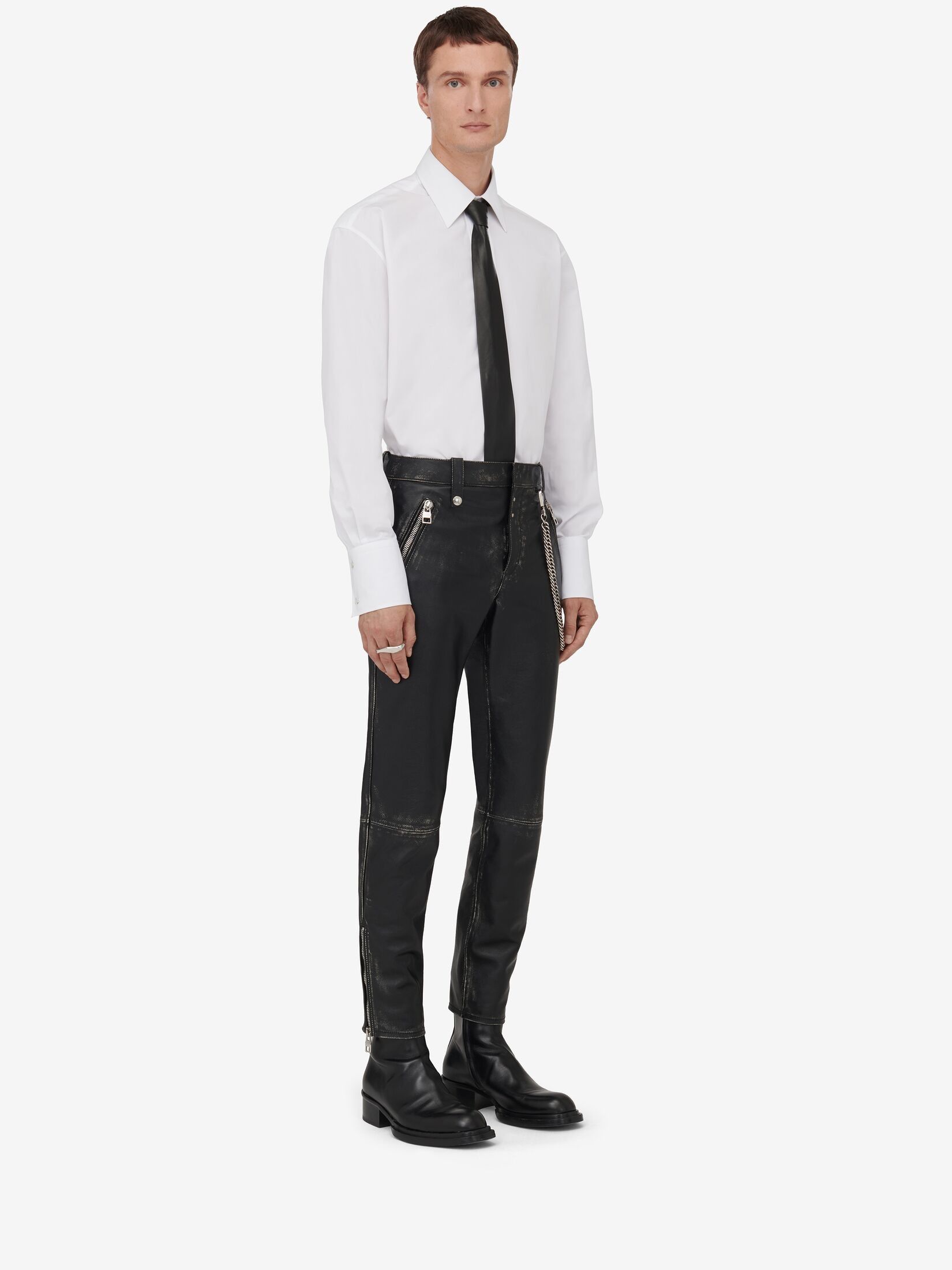 Alexander McQueen o1w1db10725 Leather Biker Trousers in Black Size US 34 / EU 50 - 2 Thumbnail