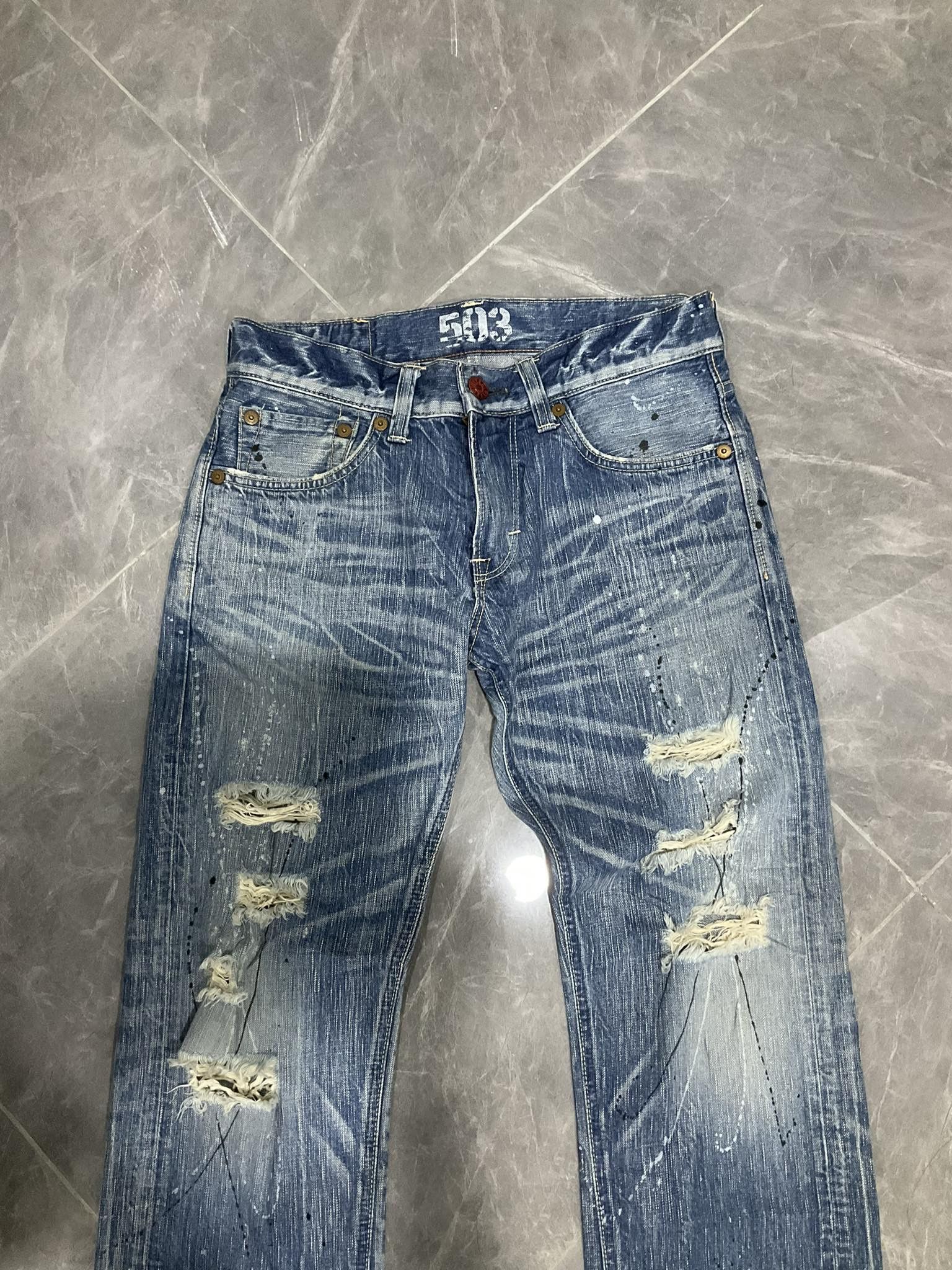 Edwin Vintage Edwin 503 Flare Distressed Jeans Size US 30 / EU 46 - 4 Thumbnail