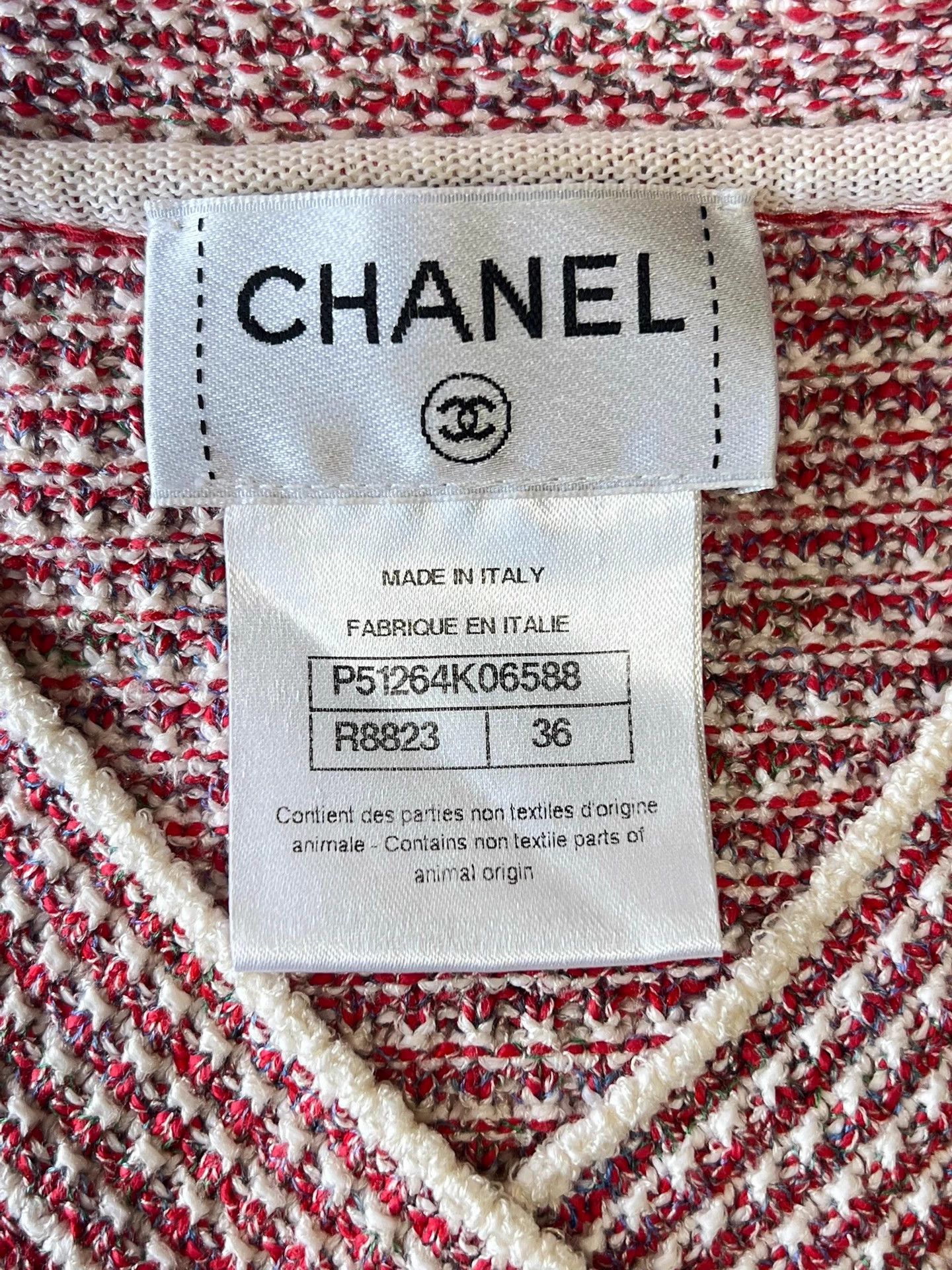 Chanel Chanel Red & White Stripe Crewneck Cardigan 36 Size XS / US 0-2 / IT 36-38 - 8 Thumbnail