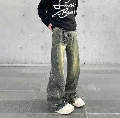 Japanese Brand Multi Lining Acid Wash Jeans Size US 30 / EU 46 - 1 Thumbnail