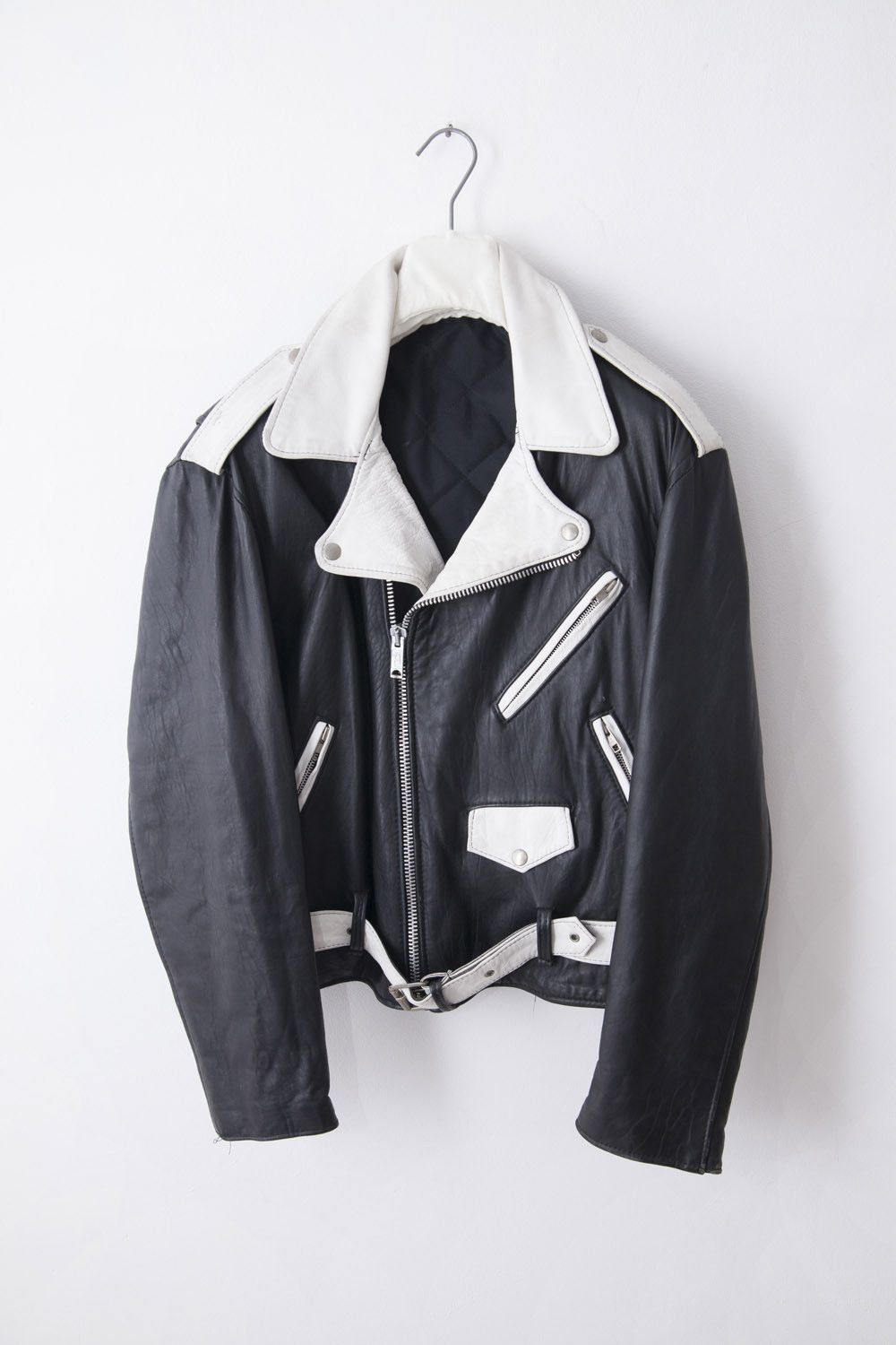 Vintage Vintage black & white leather perfecto jacket Size US L / EU 52-54 / 3 - 1 Thumbnail