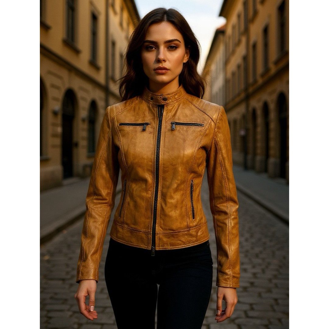 Other Florence Moon Italy Cognac Leather Moto Jacket – XS -NWT Size XS / US 0-2 / IT 36-38 - 1 Thumbnail
