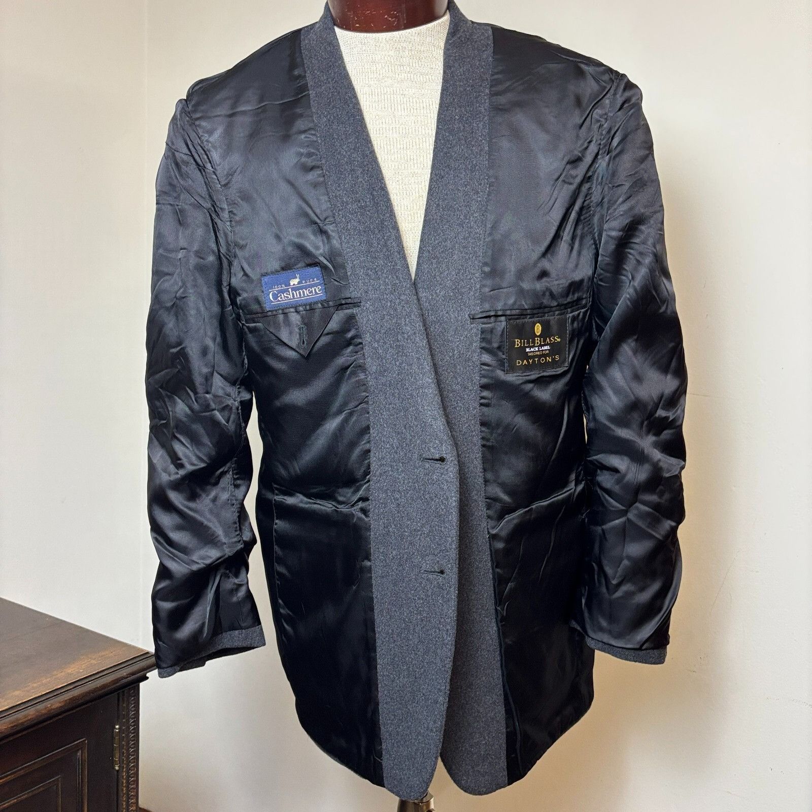 Bill Blass Bill Blass Men's 42R Charcoal Gray Sport Coat Blazer Baby So Size 42R - 6 Thumbnail