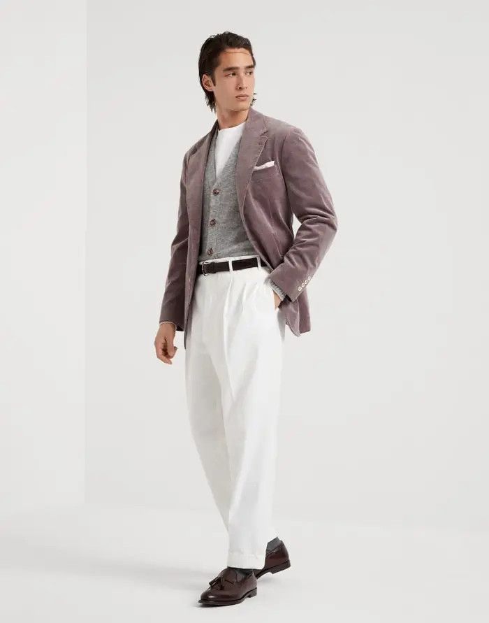 Brunello Cucinelli o1w1db11025 Suit-Type Jacket in Light/Pastel Red Size US L / EU 52-54 / 3 - 5 Thumbnail