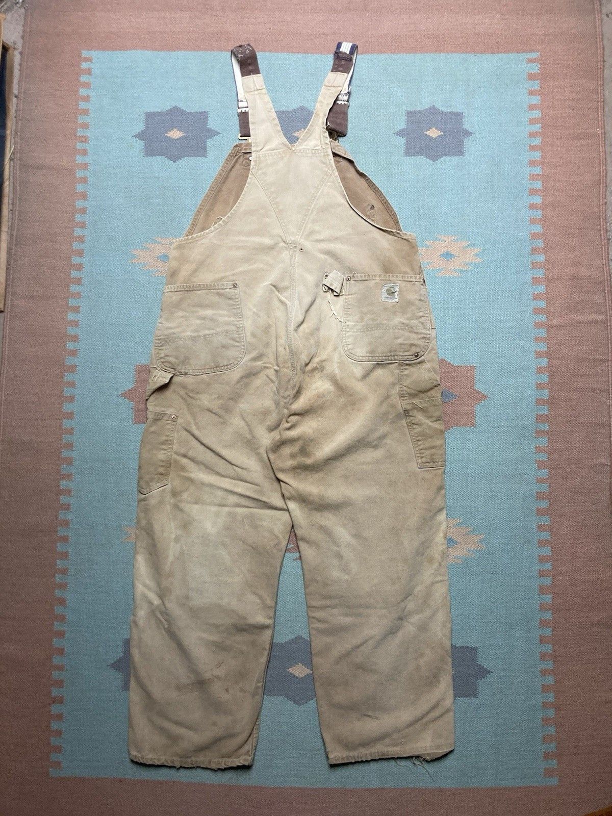 Vintage 1960s 70s carhartt overalls double knee canvas Big C 40x27 Size US 40 / EU 56 - 2 Thumbnail