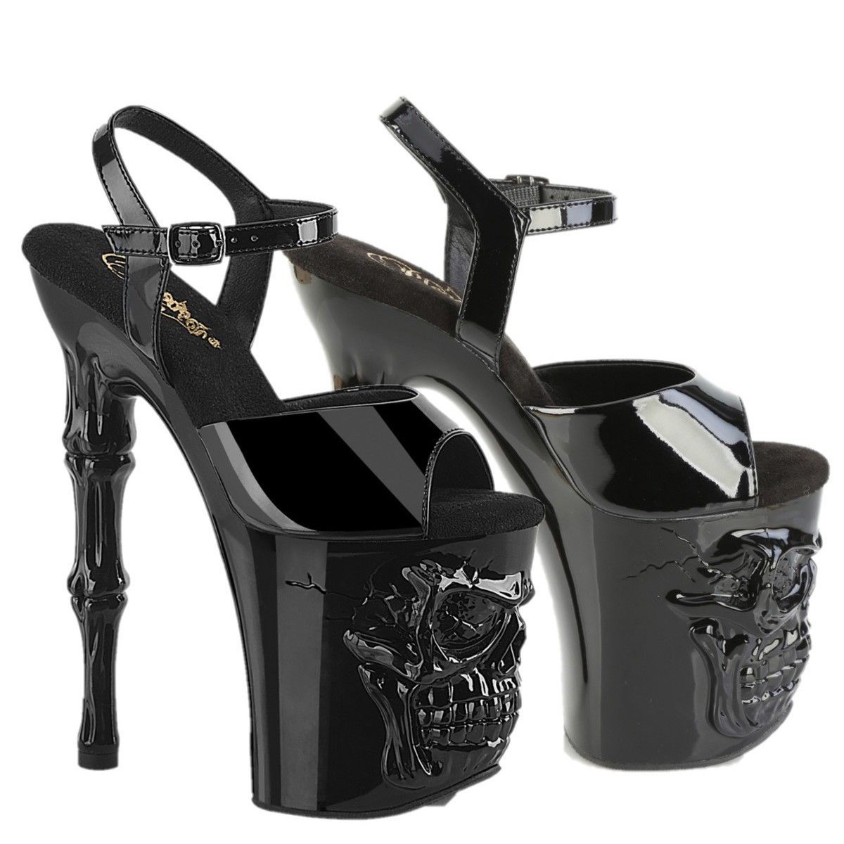 Other Rapture Black Patent Skull & Bones High Heel Platform Shoes Size US 10 / IT 40 - 3 Thumbnail