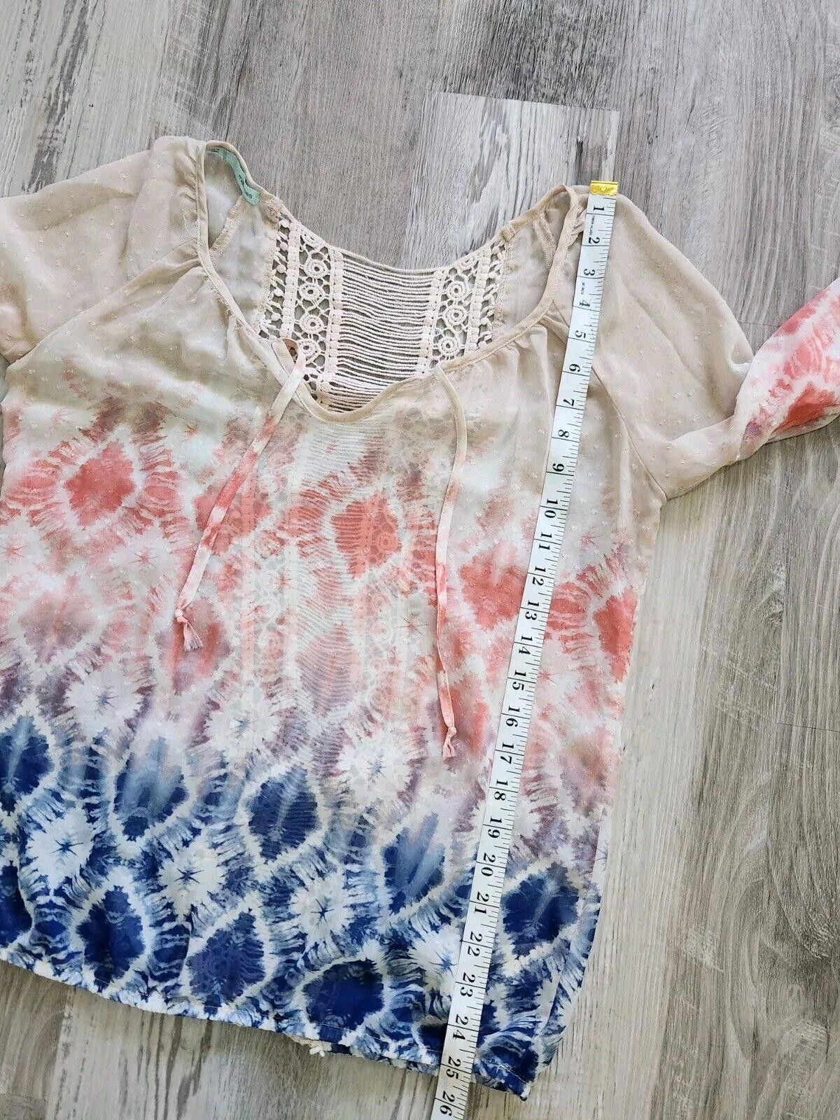 Designer Maurices Top Medium Tie Dye 3/4 Sleeves V Neck Boho Hippie Size M / US 6-8 / IT 42-44 - 5 Thumbnail