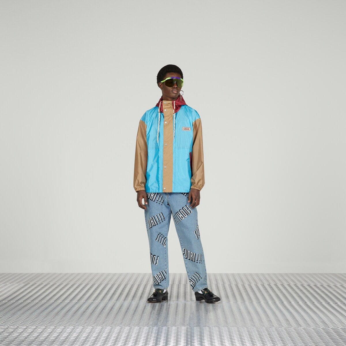 Gucci 48 M Gucci Hooded Block Jacket Windbreaker Blue Beige Red Size US M / EU 48-50 / 2 - 2 Thumbnail