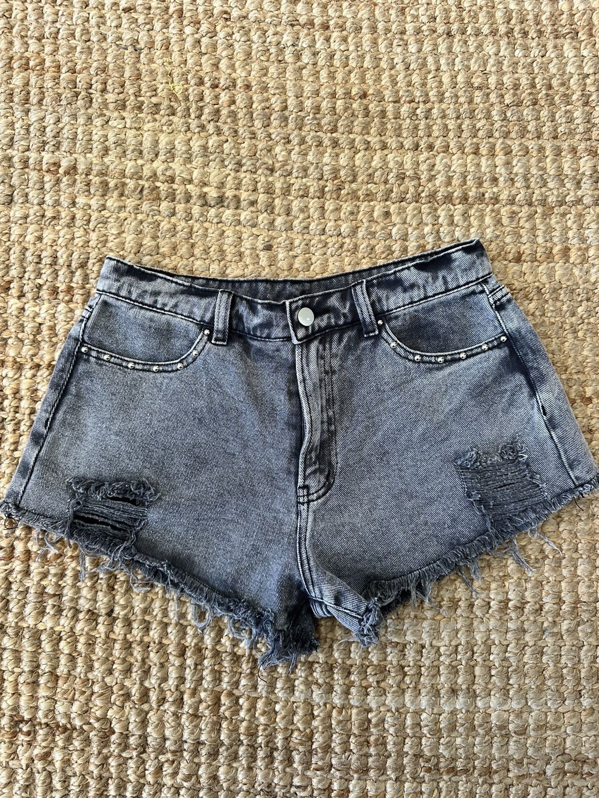 Other MAIN STRIP BLACK DENIM CUT OFF SHORTS W STUD SIZE S Size 26" / US 2 / IT 38 - 1 Thumbnail