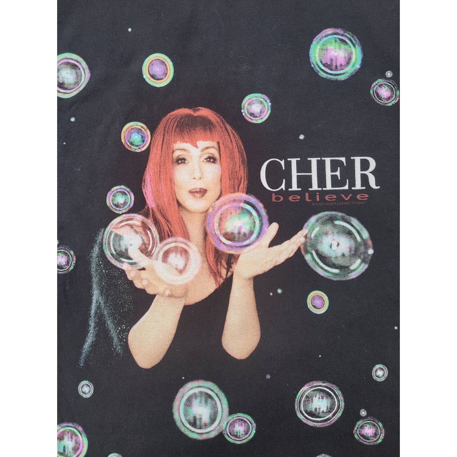 Giant × Vintage Y2K Cher Believe Millennium Tour Bubbles tee shirt LG Size US L / EU 52-54 / 3 - 5 Thumbnail