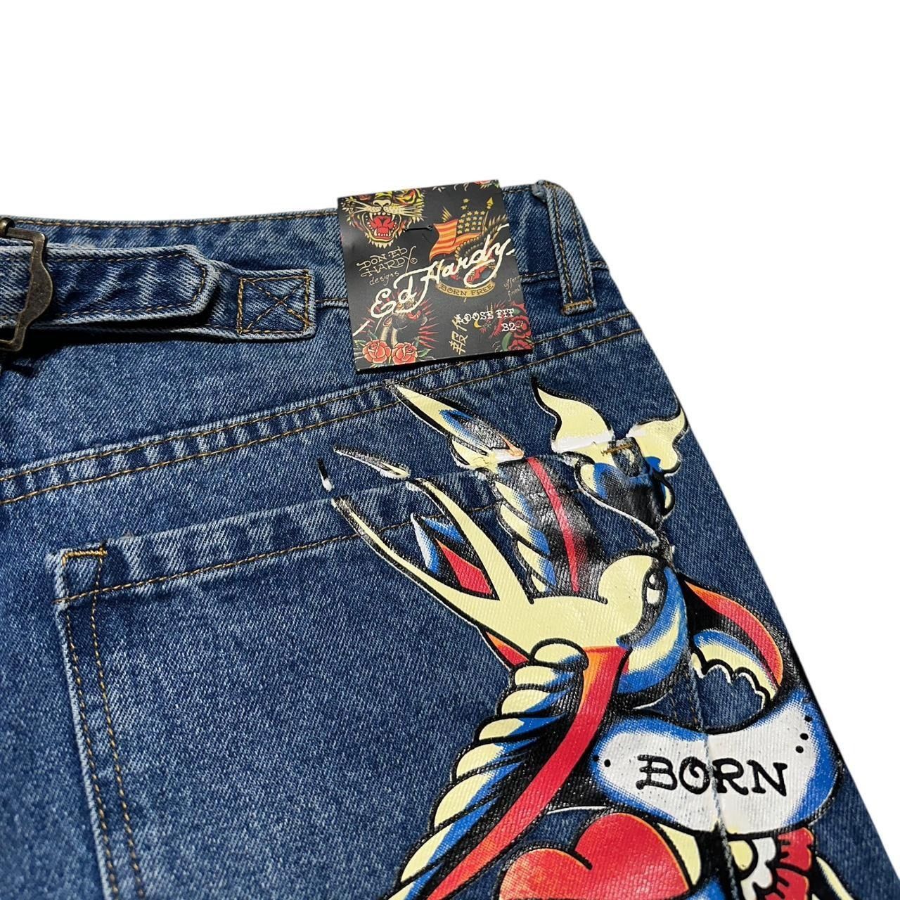 Ed Hardy × Vintage Ed Hardy Wide Leg Jeans Size 32" / US 10 / IT 46 - 4 Thumbnail
