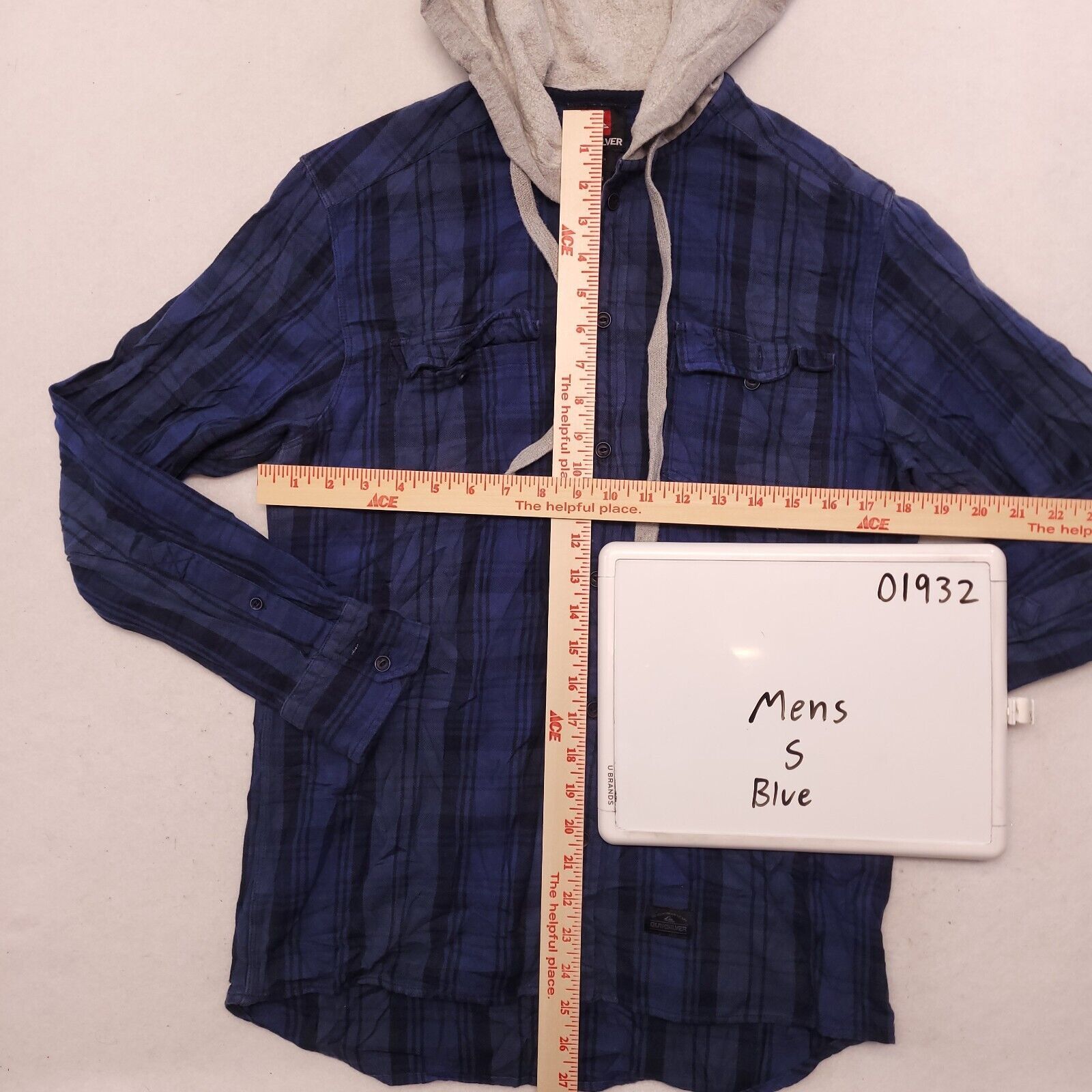 Quiksilver Quicksilver Casual Button Up Hoodie Mens Size S Blue Plaid Size US S / EU 44-46 / 1 - 7 Thumbnail