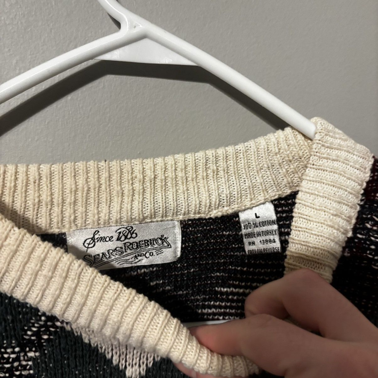 Sears Vintage 1980s Sears Roebuck Diamond Pattern m Sweater Size US L / EU 52-54 / 3 - 2 Thumbnail