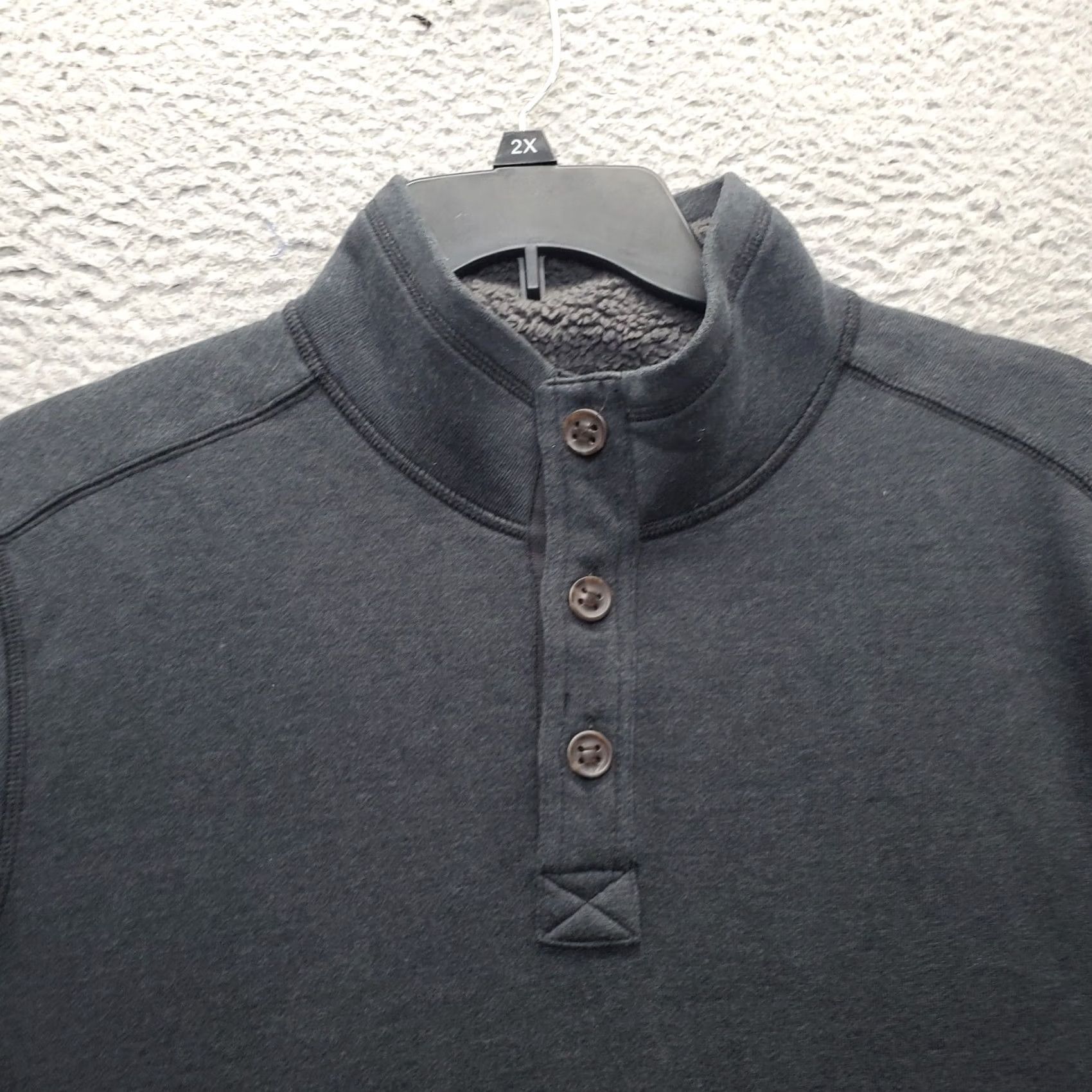 Vintage G.H. Bass & Co. Sweatshirt Mens XL Gray Heather Long Sleeve Mock Neck 1/4 Button Size US XL / EU 56 / 4 - 7 Thumbnail