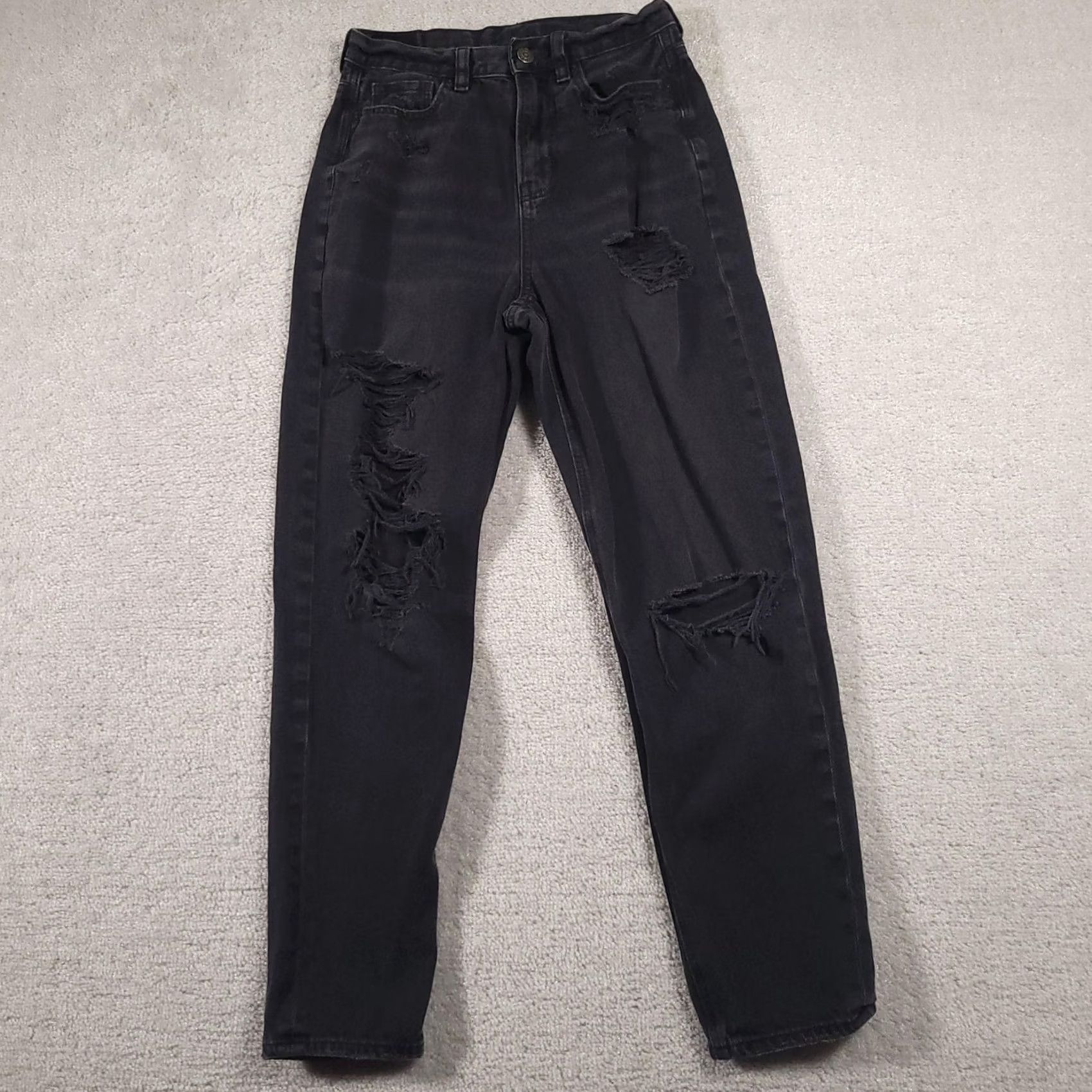 Vintage American Eagle Jeans Womens 0 Relaxed Mom High Rise Distressed Ripped Denim Pant Size 25" / US 0 / IT 36 - 2 Thumbnail