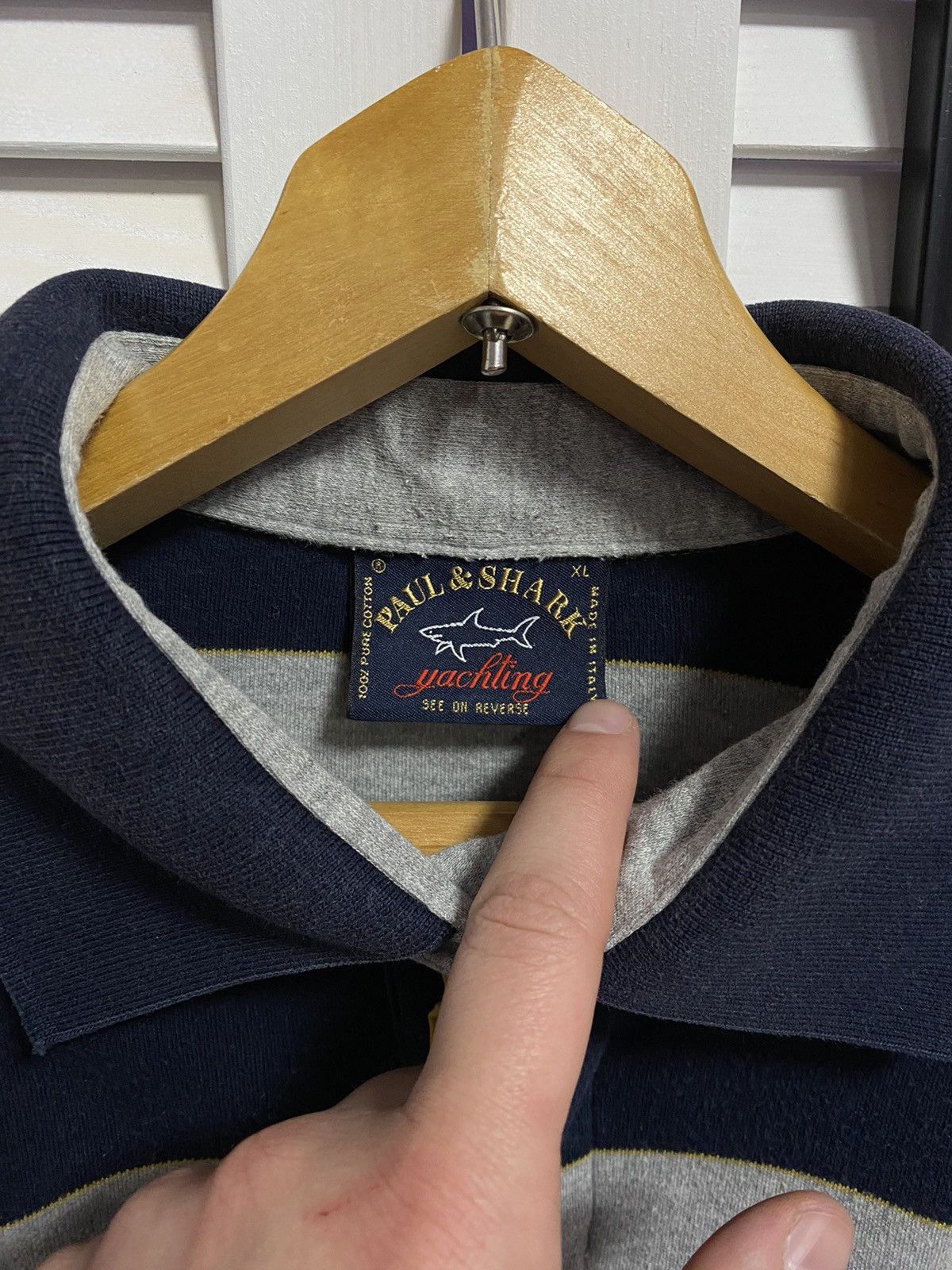 Paul & Shark × Vintage Vintage Longsleeve Rugby Shirts Paul Shark Yachting Striped Size US L / EU 52-54 / 3 - 6 Thumbnail