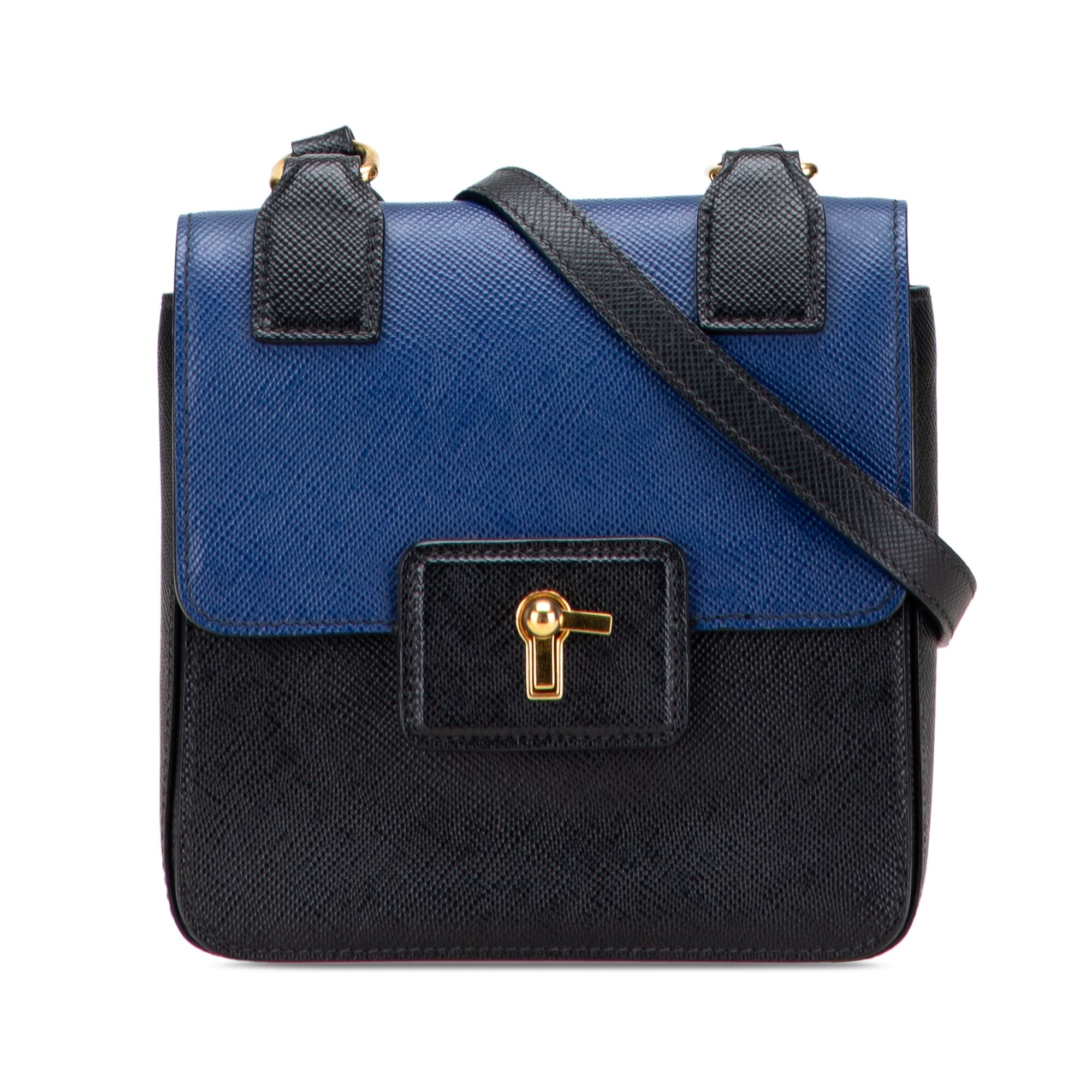 Prada Prada Bicolor Saffiano Cuir Flap Crossbody Size ONE SIZE - 1 Thumbnail