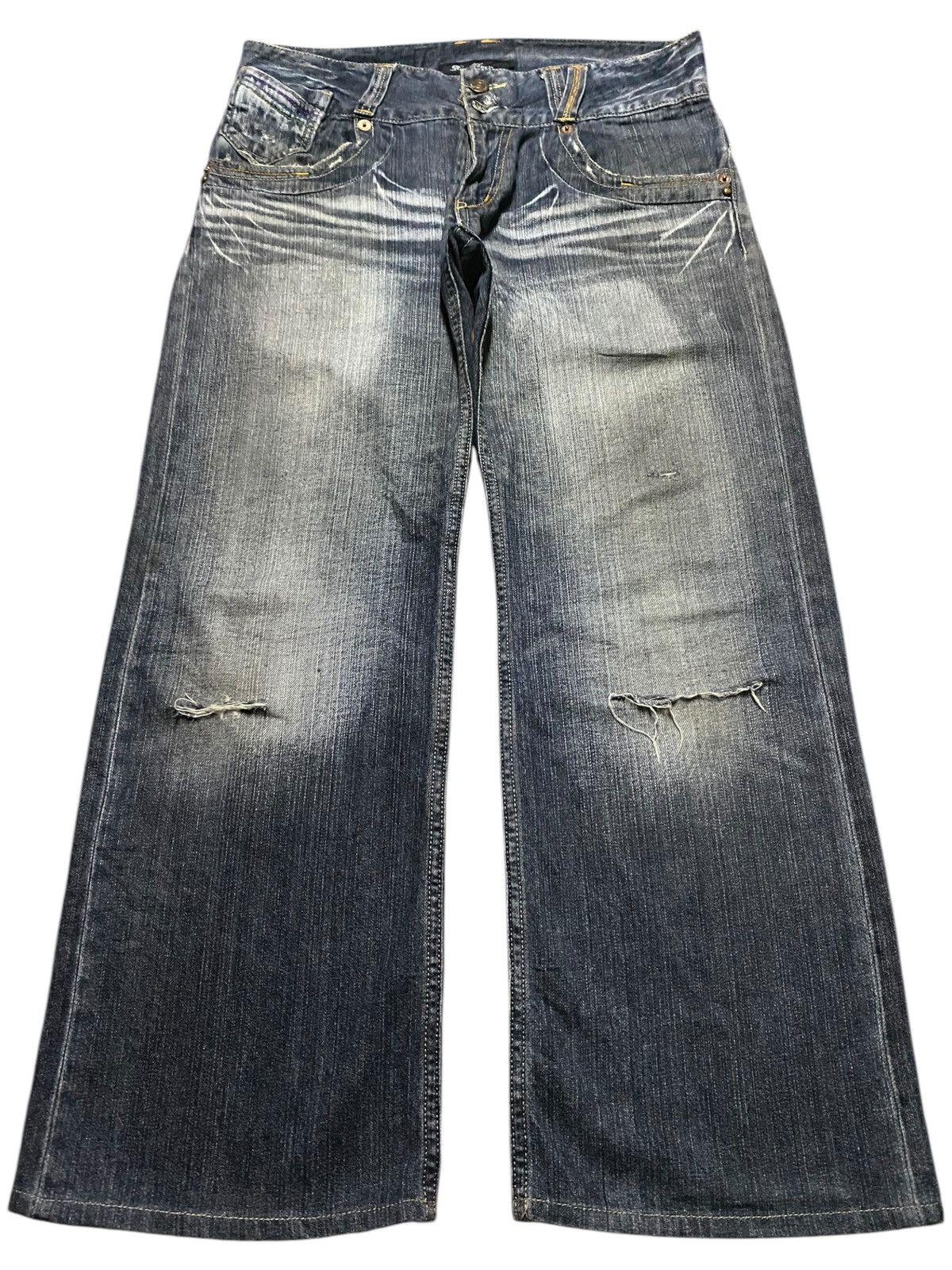 Kapital Rare Authentic Root Three Style Baggy Jeans Buckle Back Size US 33 - 1 Thumbnail