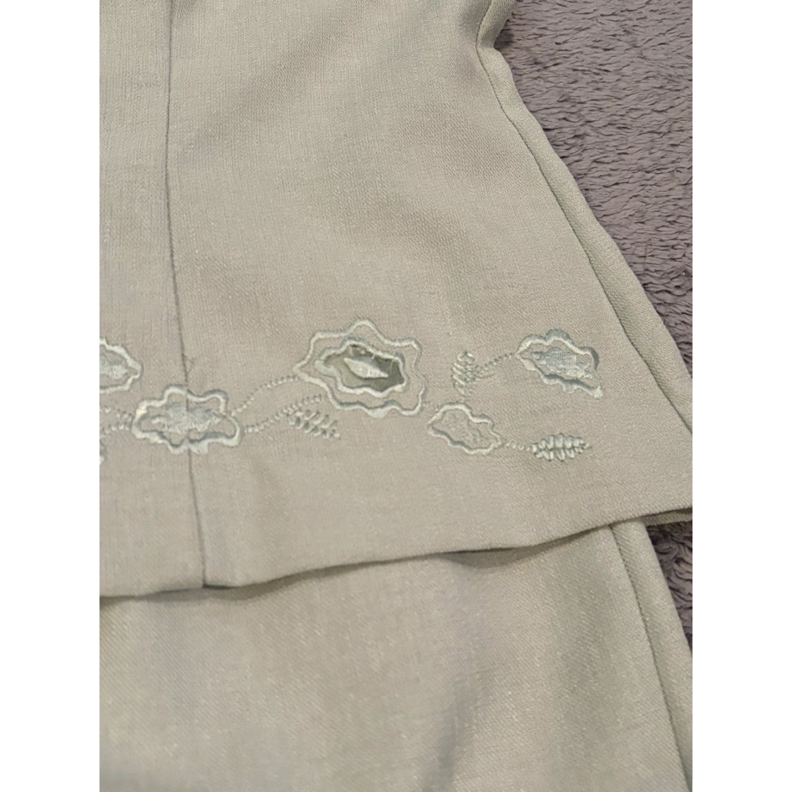 Vintage VIRGO Dress Womens 10P Jacketed Sage Green Petite Button Front Formal Dress, Jacket Style, 3/4? Size L / US 10 / IT 46 - 2 Thumbnail