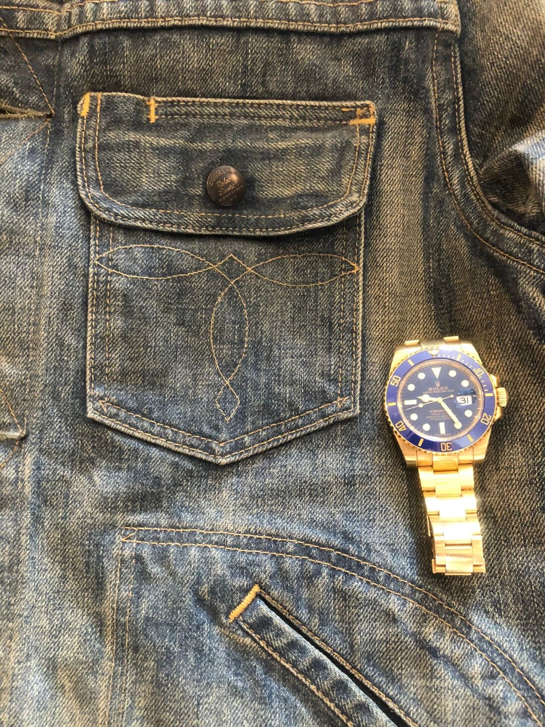 RRL Ralph Lauren RRL Yellow Mud Wash Stiff Denim Jacket No Patches USA S Size US S / EU 44-46 / 1 - 8 Thumbnail