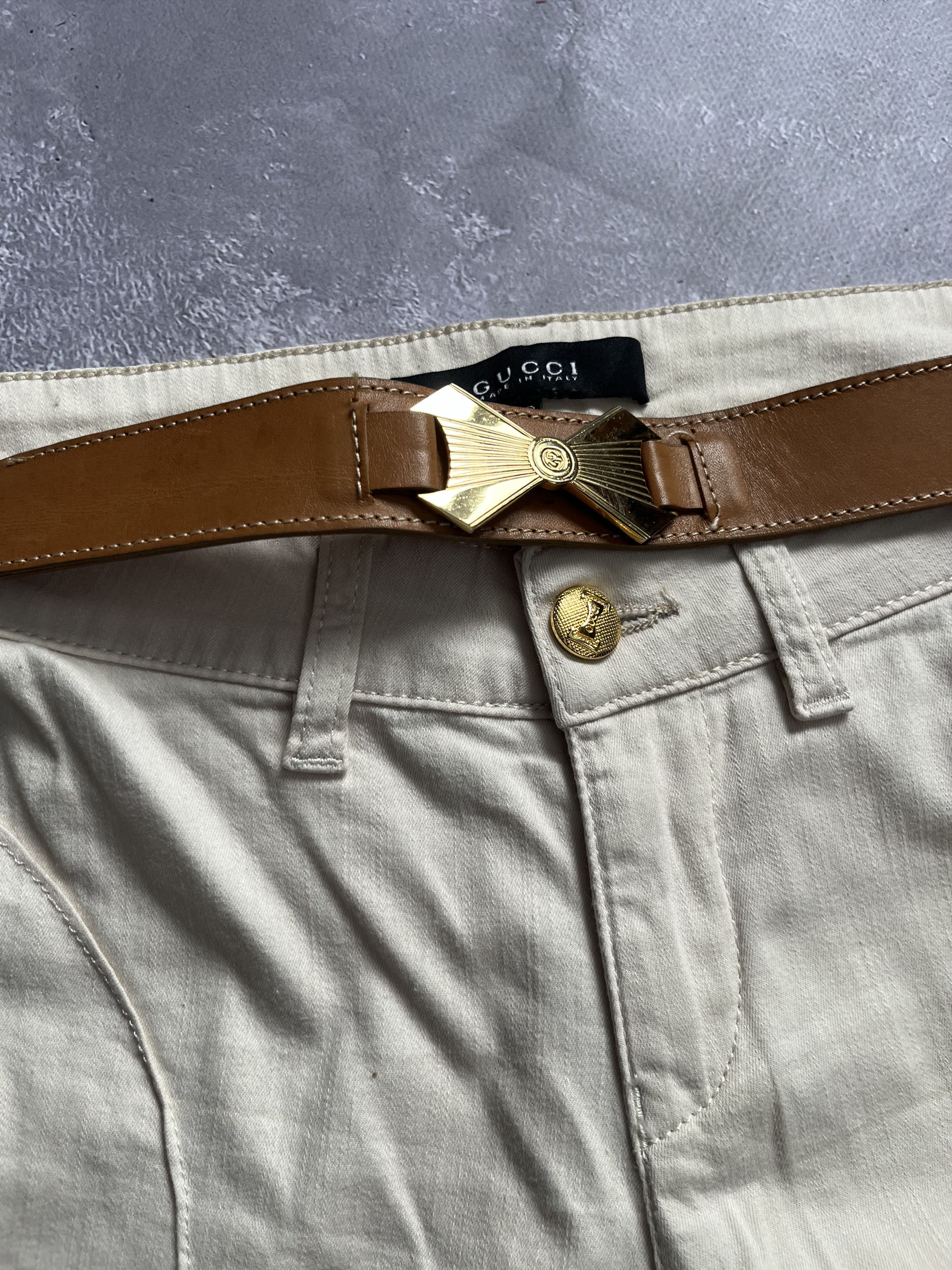 Gucci Gucci Era Tom Ford With Snap Buckle Logo Beige Pants Size 29" - 9 Thumbnail