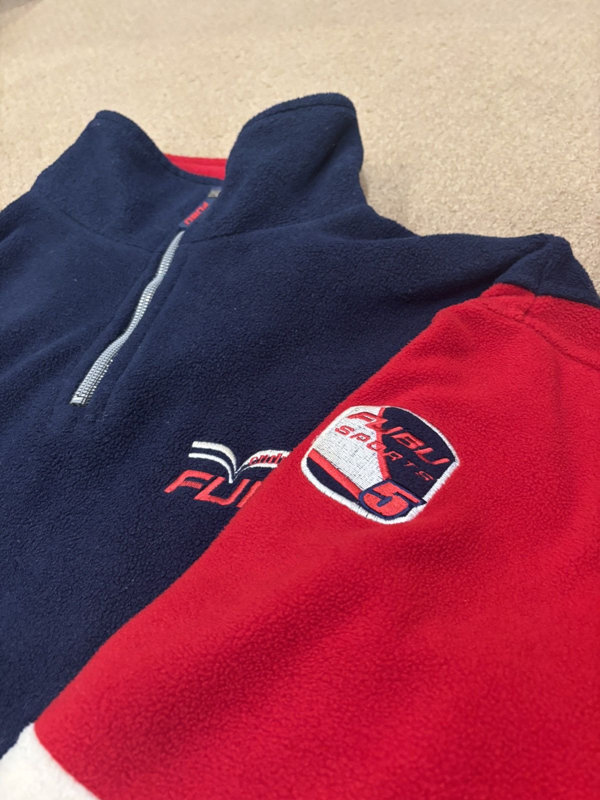 Fubu FUBU Sport red & navy cotton quarter-zip Size US L / EU 52-54 / 3 - 4 Thumbnail