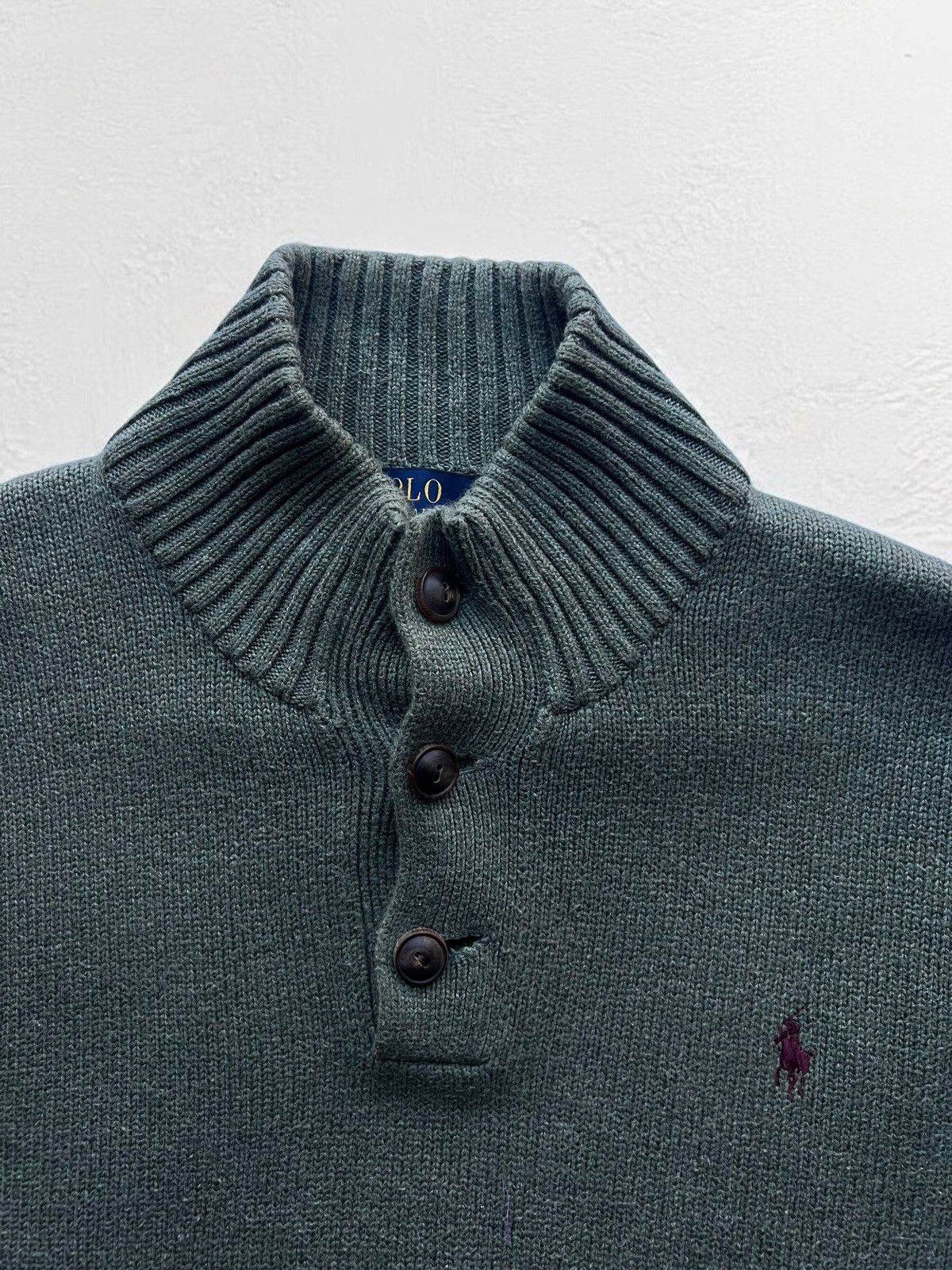Polo Ralph Lauren × Vintage POLO RALPH LAUREN HEAVY KNIT SWEATER 1/4 Button Vintage y2k Size US M / EU 48-50 / 2 - 2 Thumbnail