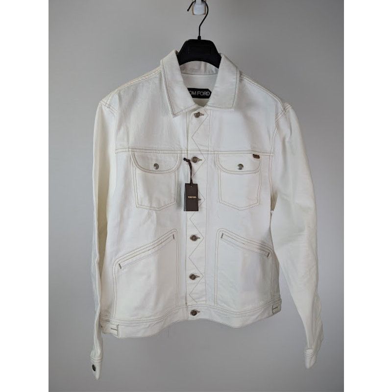 Tom Ford o1rshd1 Iconic Denim Jacket in Off-White Size US XL / EU 56 / 4 - 2 Thumbnail