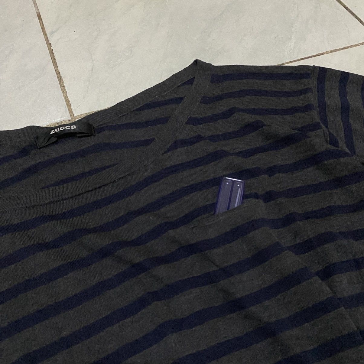 Zucca Zucca by Issey Miyake Pocket Stripe Pleated Knit Tee Size M / US 6-8 / IT 42-44 - 7 Thumbnail