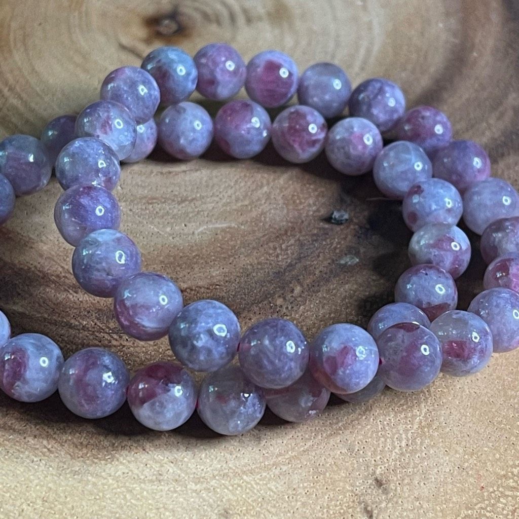 Other Unicorn stone beaded bracelet 7” crystal healing beads 8mm lepidolite pink tourmaline cleavelandite Size ONE SIZE - 1 Thumbnail