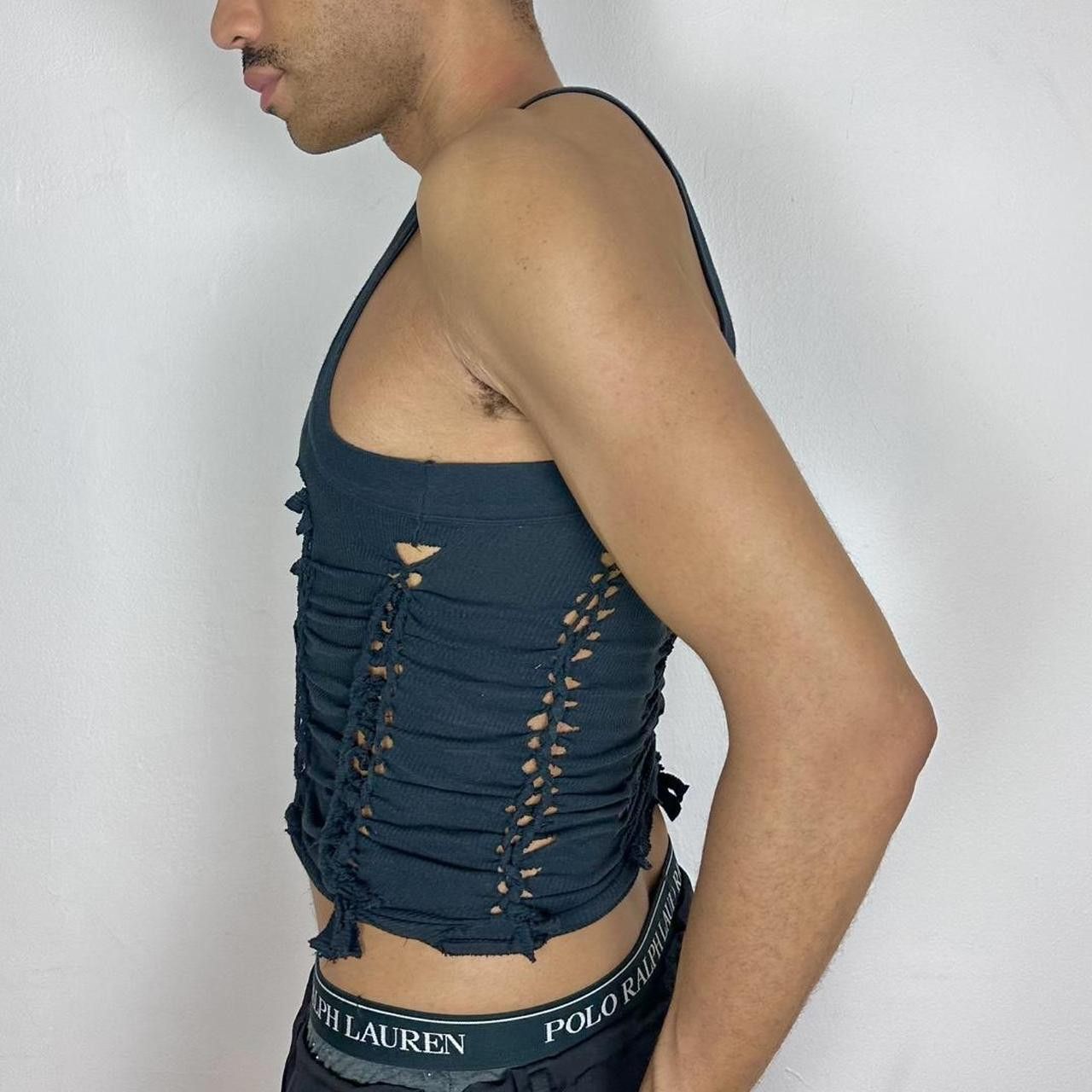 Other 'ABSTRACT' Black Braided Cut Out G Unit Tank - Medium Size US M / EU 48-50 / 2 - 3 Thumbnail