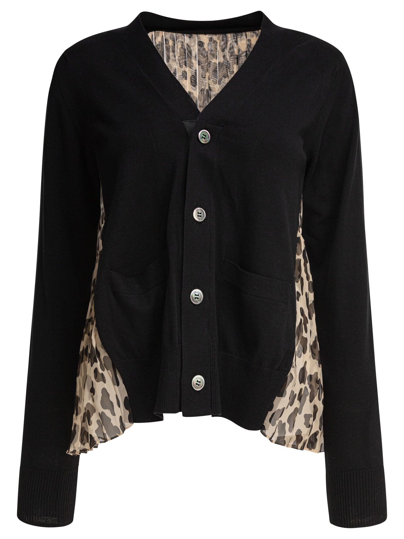 Leopard Print X Knit Cardigan