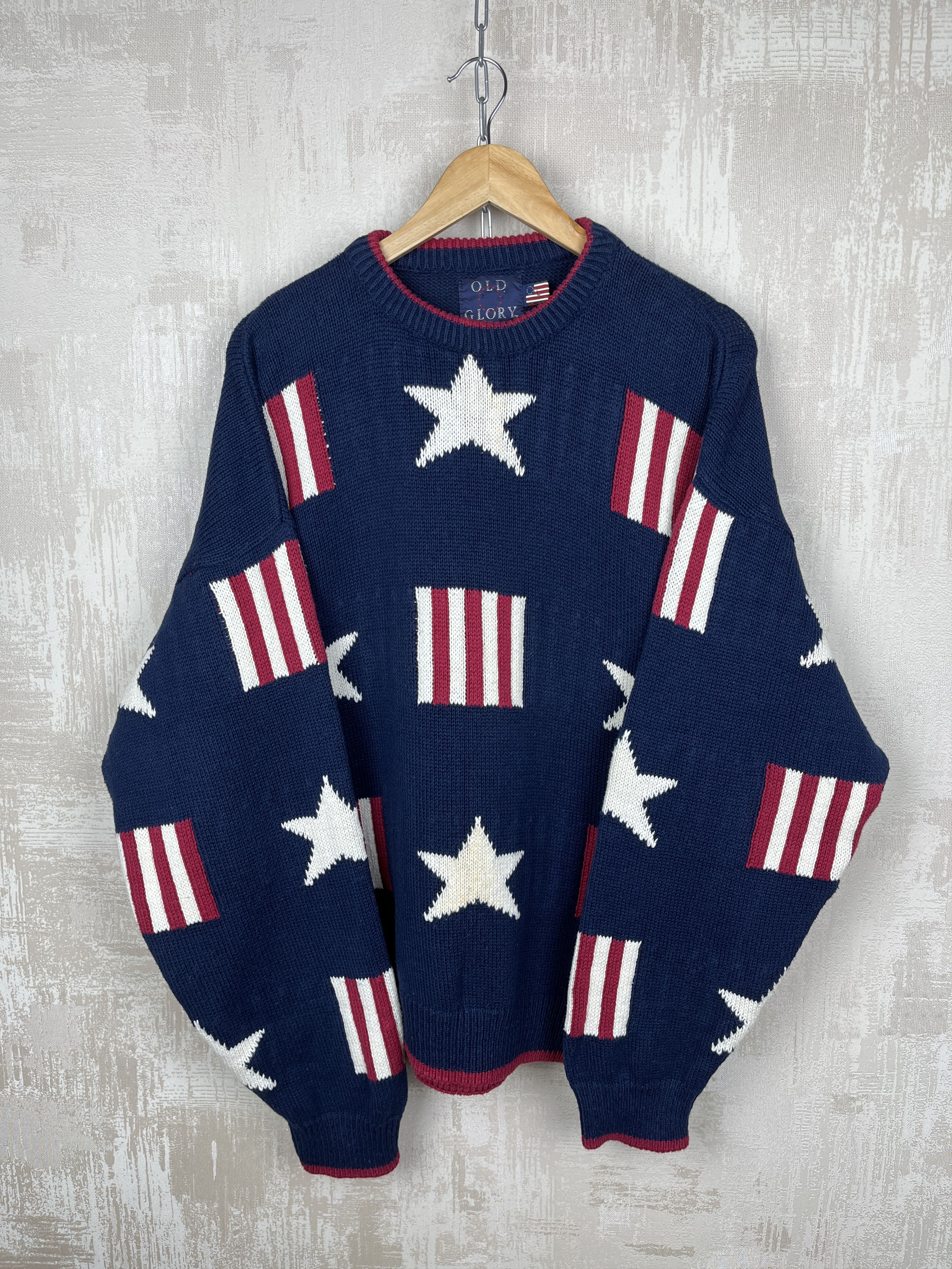 Vintage 90s Old Glory America Flag Stars Stripes USA Vintage Sweater Size US L / EU 52-54 / 3 - 10 Thumbnail