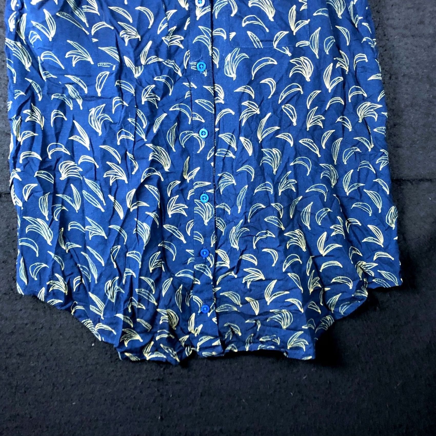 Anthropologie Maeve Blouse Blue Banana Print Sleeveless Button Down 0 Womens Vintage Size XS / US 0-2 / IT 36-38 - 4 Thumbnail