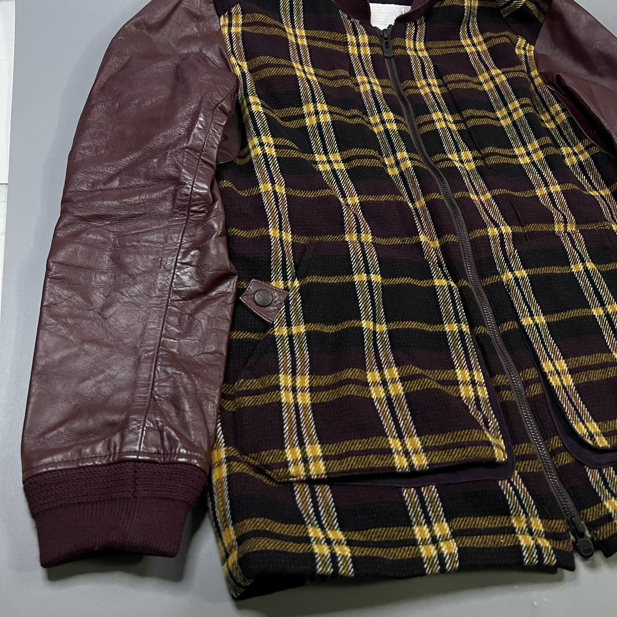 White Mountaineering White Mountaineering Leather Plaid Wool Jacket Size US M / EU 48-50 / 2 - 3 Thumbnail