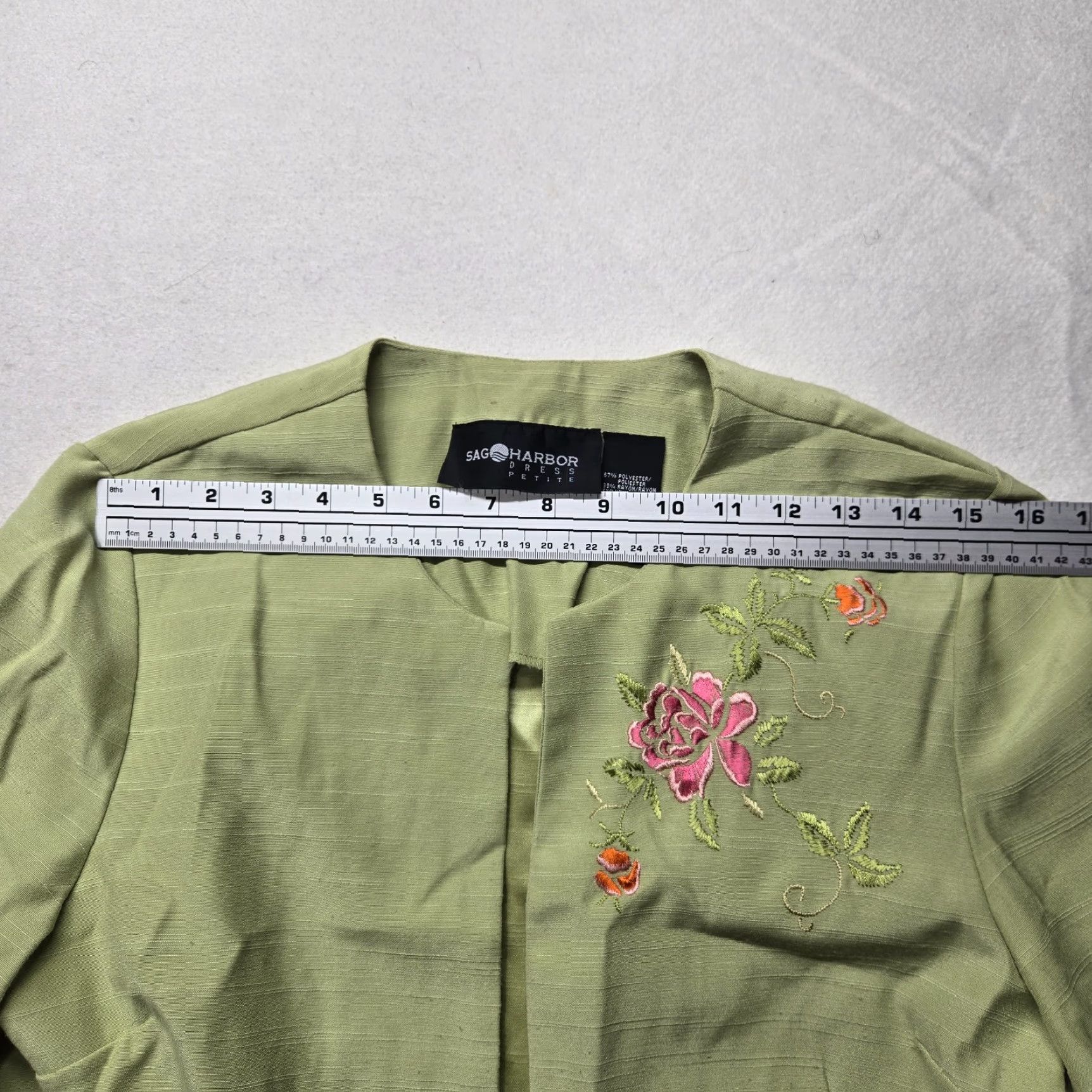 Vintage Sag Harbor Dress Vintage Green Linen Embroidered Floral Midi A-Line Petite 10P Women Summer Floral Embroidered Sag Harbor Mens? Size L / US 10 / IT 46 - 5 Thumbnail