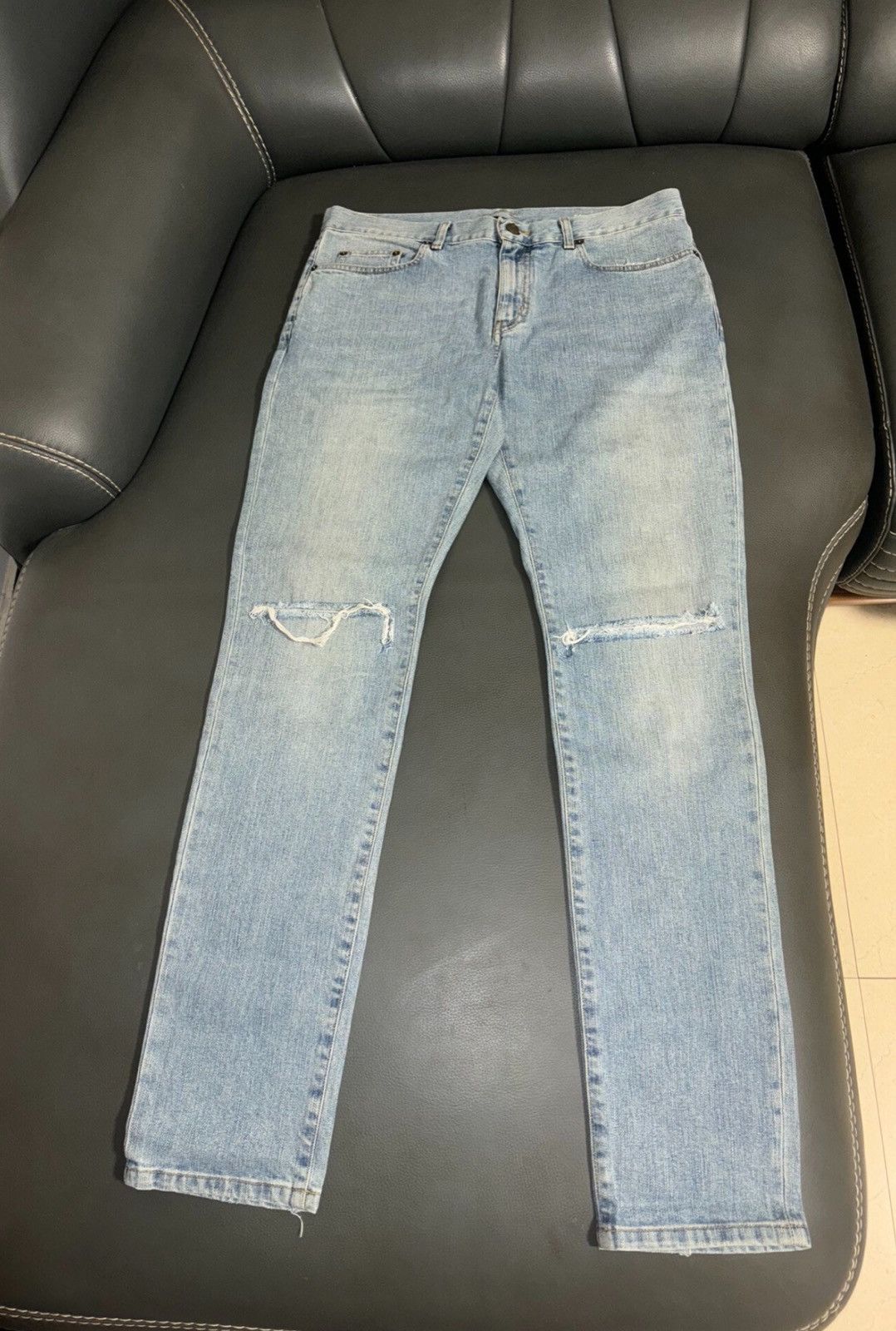 Saint Laurent Paris Saint Laurent SLP 2015FW Double Knee Slashed Jeans Size US 33 - 1 Thumbnail