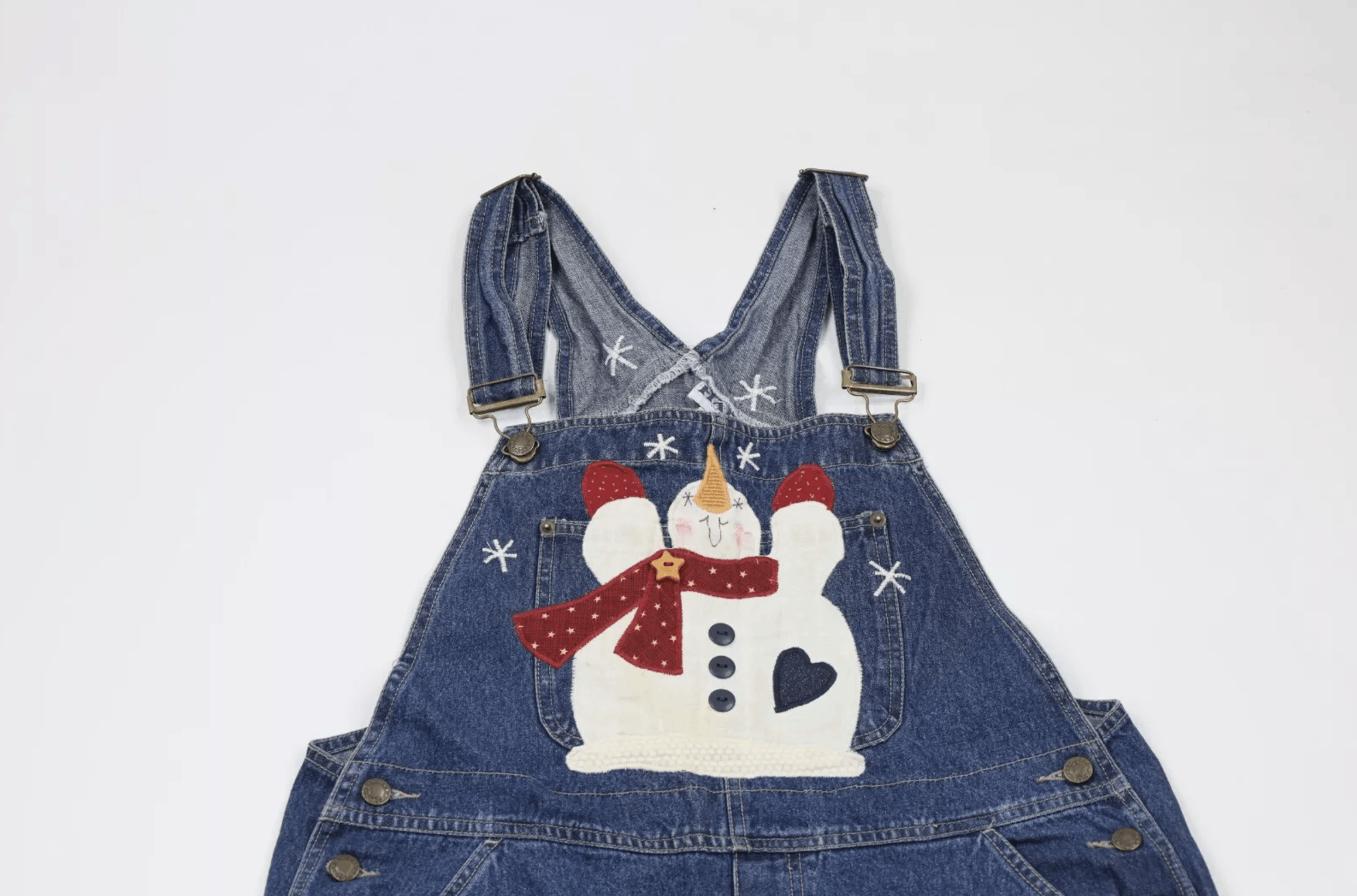 Vintage Vintage 90s Streetwear Distressed Christmas Denim Overalls Size 30" / US 8 / IT 44 - 4 Thumbnail