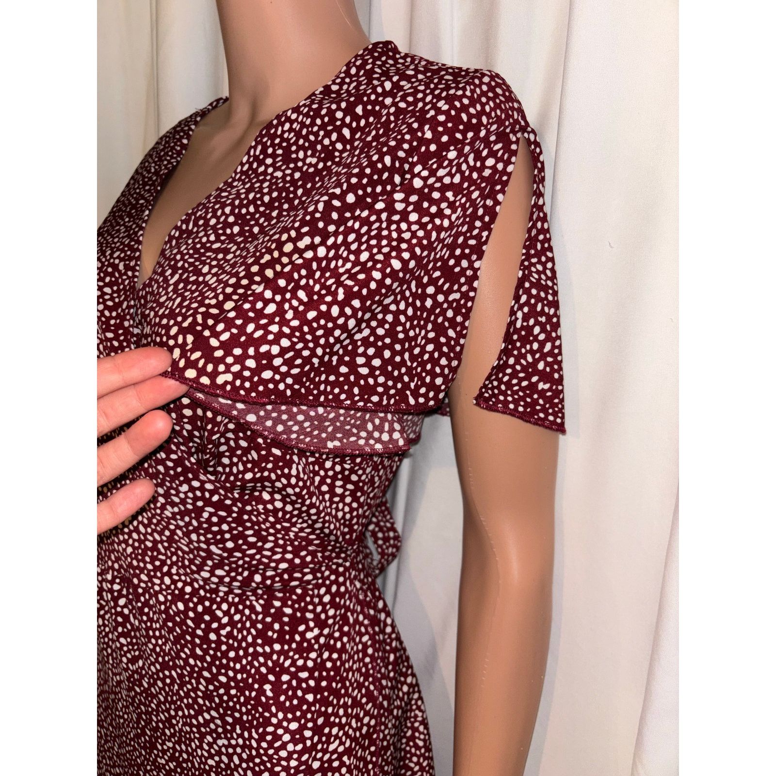 The Unbranded Brand Simplee True Wrap Red Wine Dress Size Large Size L / US 10 / IT 46 - 4 Thumbnail