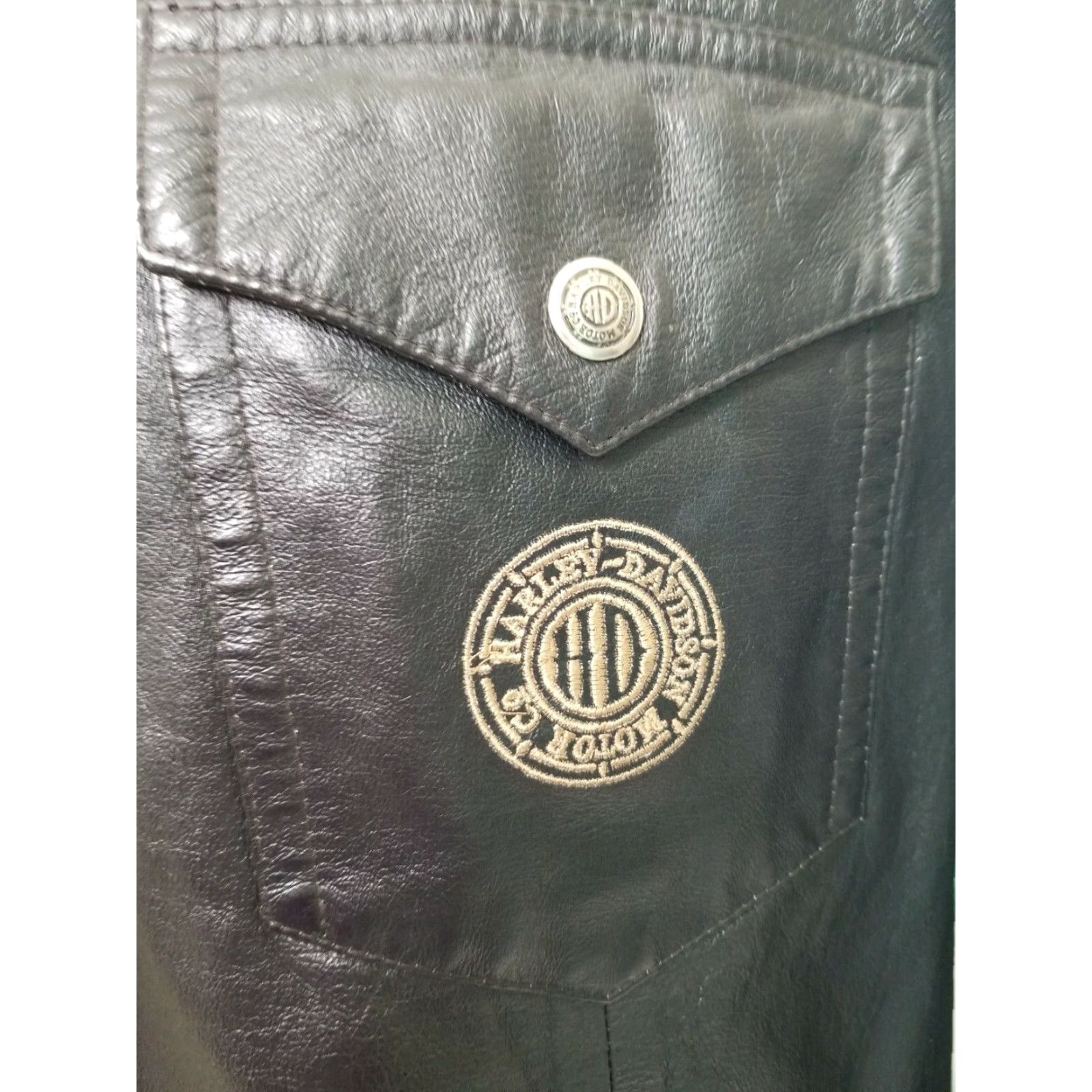 Harley Davidson VINTAGE Harley-Davidson Leather Jacket Mens M 90s Black Pigskin All Seasons Button Snap Pockets Fox Painting Limited Edition Motoclothing Size US M / EU 48-50 / 2 - 4 Thumbnail