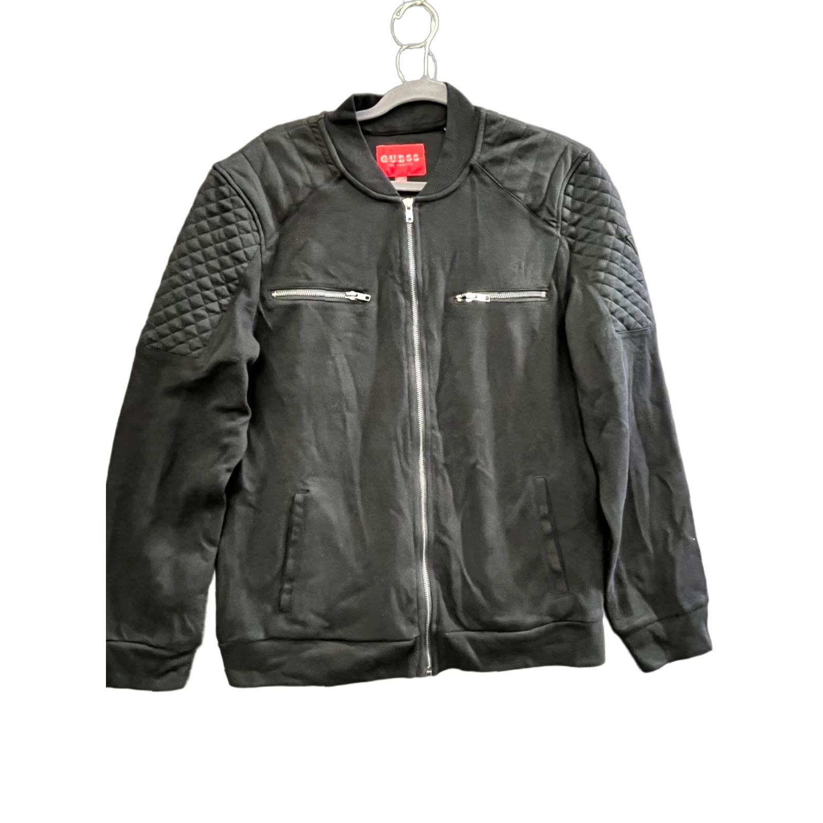 Guess Guess Men's Moto Jacket Color Black Size M With Zipper Pockets Size US M / EU 48-50 / 2 - 1 Thumbnail