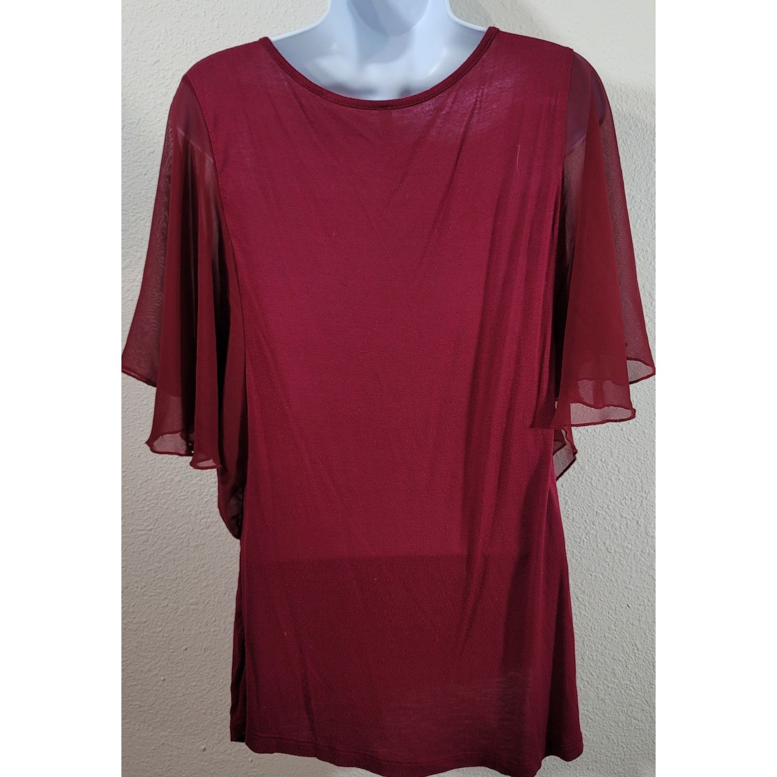 Other Celeste Burgundy Batwing Sheer Sleeves Small Lightweight Size S / US 4 / IT 40 - 3 Thumbnail