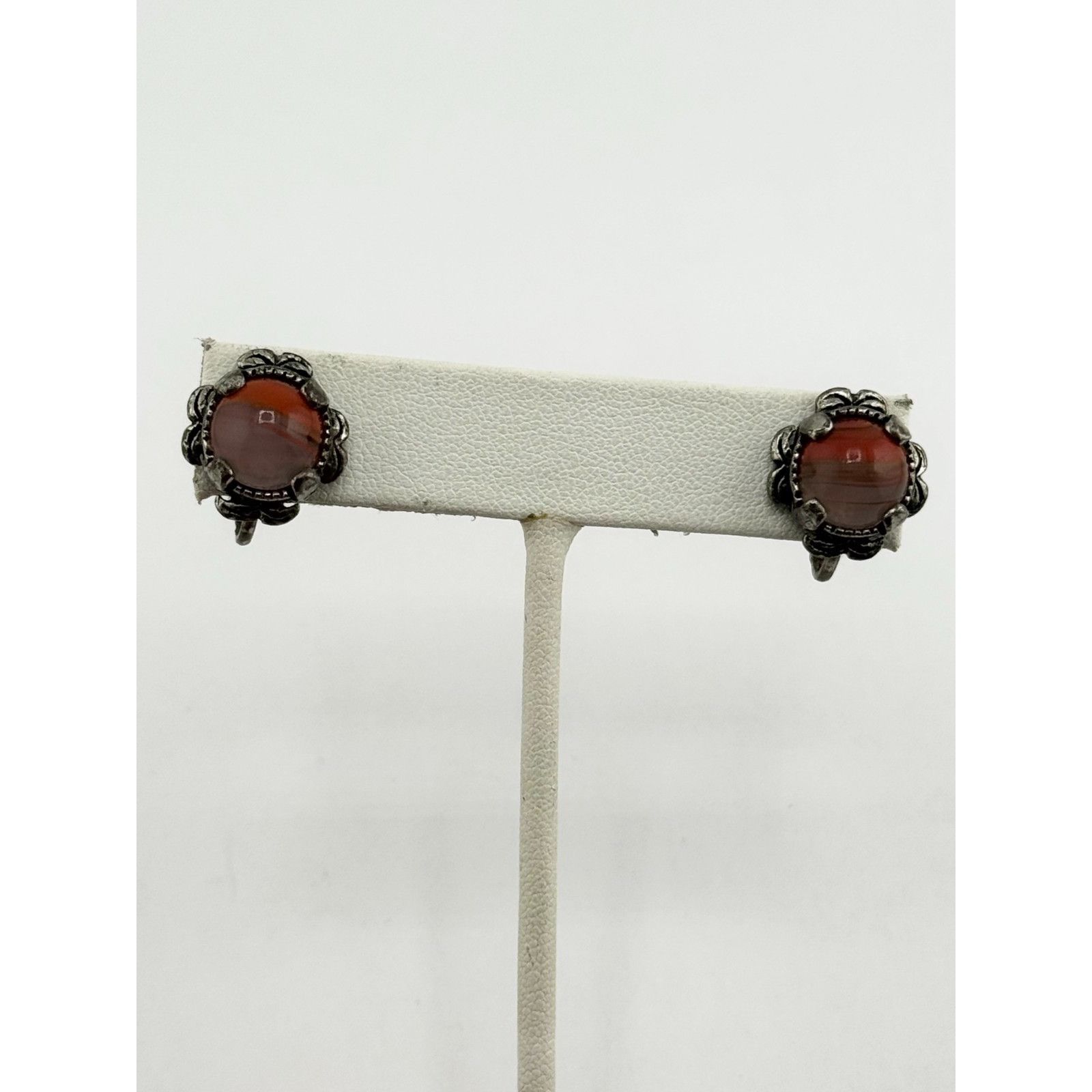 Vintage Vintage glass agate stone silver clip on earrings Size ONE SIZE - 3 Thumbnail