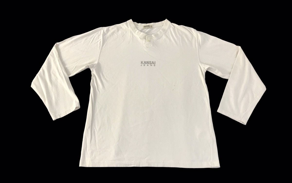 Kansai Yamamoto Jeans Henley Neck Longsleeve Spell Out Tee