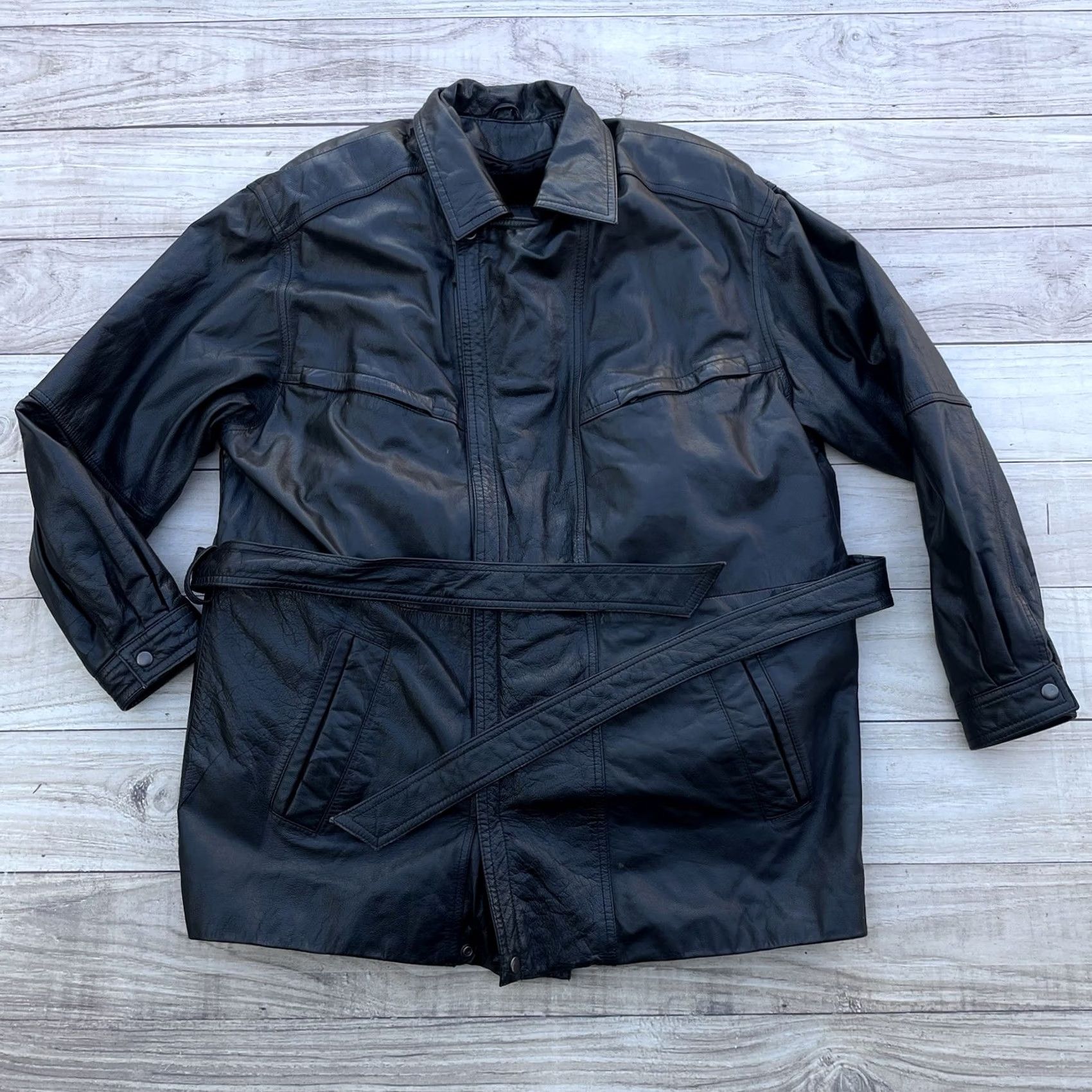 Vintage Wilsons Leather Jacket Bomber Jacket Pockets Fur Lined Black XL Mens coat Stand-Up Collar 90s Classic Outdoor Leather Zip Size US XL / EU 56 / 4 - 2 Thumbnail