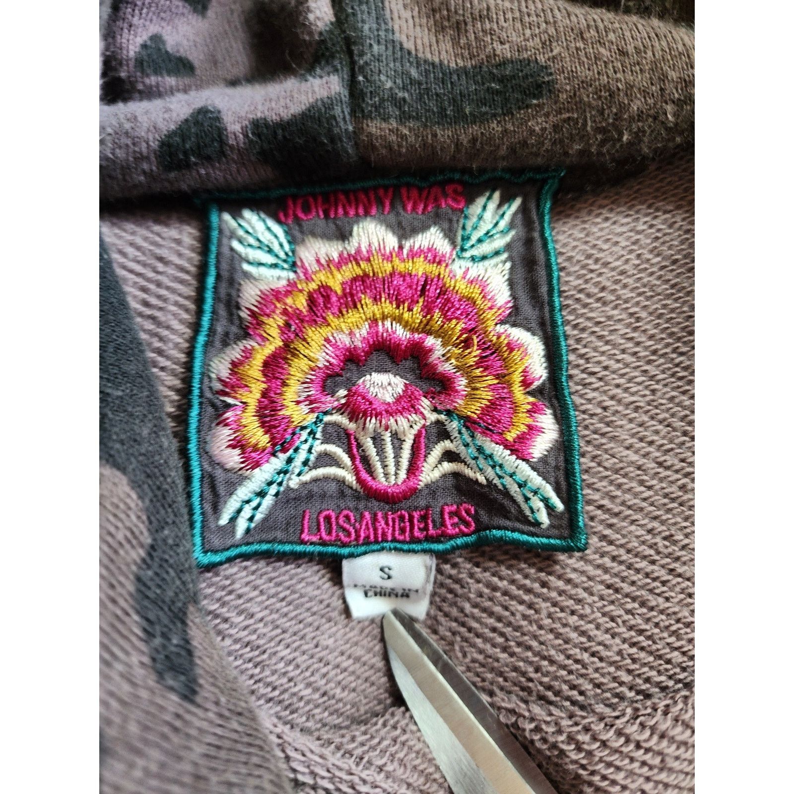 Johnny Was Johnny Was Brown Camo Embroidered Hoodie Small Boho Chic Size S / US 4 / IT 40 - 3 Thumbnail